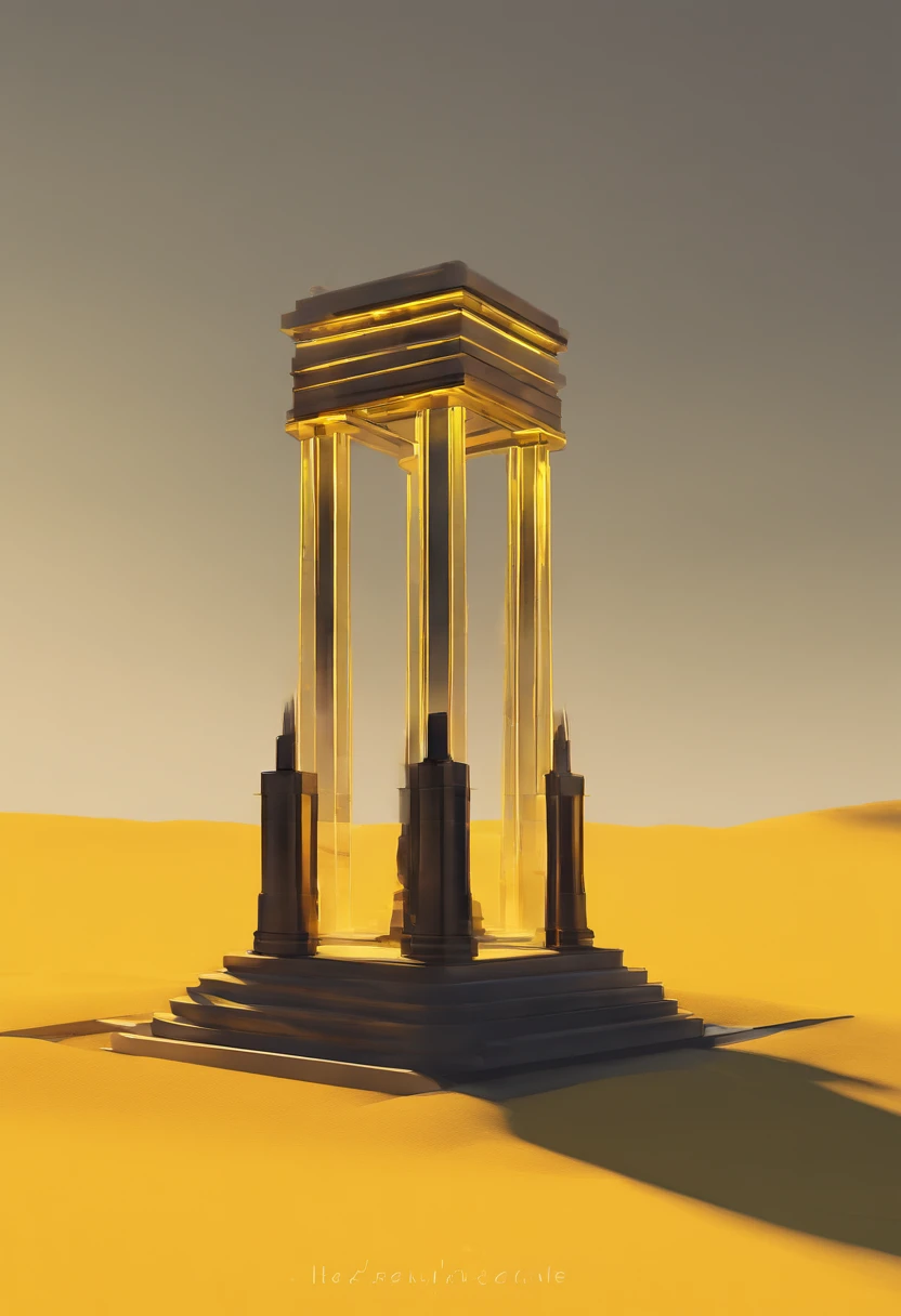 indie game art, simple, minimalist, steampunk glowing yellow monument symbolising happiness,