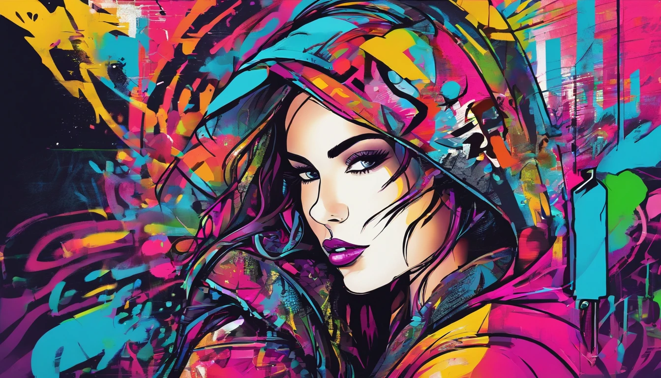 The woman, dressed in a fashionable coat in the city, ciberpunk, 2D art games, Detailed character expressions, close up, in the style of soft brushstroke realism, Dark and neon colors,  ::1 neckline ::-0.5 --ar 2:3 - without splitting
