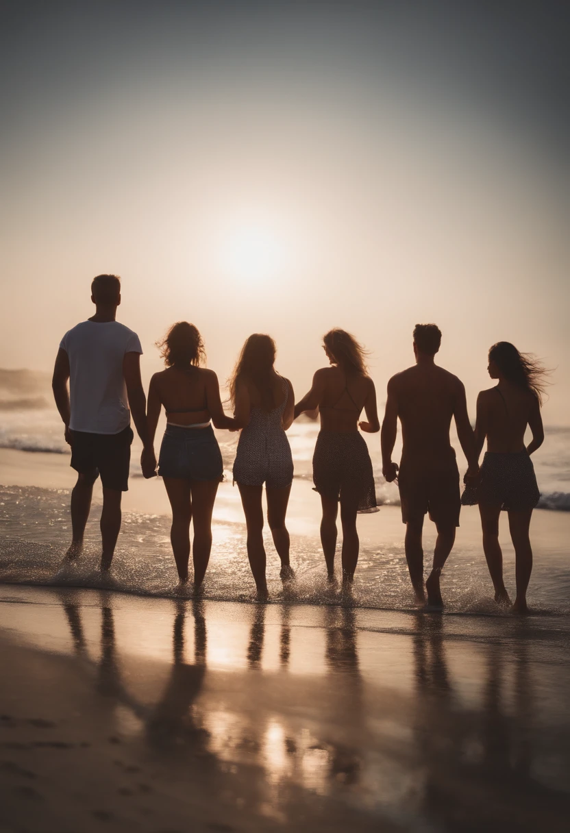 a group of friends at the beach