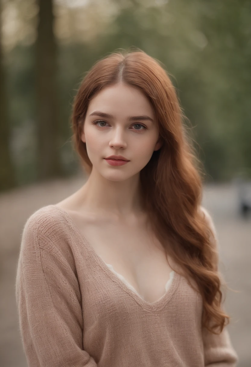 professionnel, (Photo 4k:1.1) (mise au point nette:1.3), High detail, Porter (pull en tricot:1.2), beautifull detailed face, Une jolie adolescente de 19ans aux cheveux roux , Panasonic Lumix S Pro 50mm F/1.4, splash of color, dark orange and dark emerald, Ferrania P30, photo realist, (Jeune adolescente :1.3), (belle:1.1), (rougissant:1.1), Forme du corps du sablier, petit seins ronds, hanches mince, at university, 19ans, en brassiere