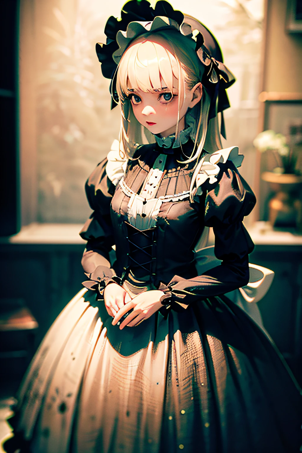 cosplay,pov,natural lighting,1girl,solo,
lolita_dress,standing,bonnet,
crowd,cosplay,blur,blurry,blurry background,nsfw,
Insanely Detailed,Art by Gregory Crewdson,Yoji Shinkawa,Guy Denning,James Jean and Liz Gael,Ink Drip,Paint Splatter,((Chiaroscuro)),((((Textured)))),