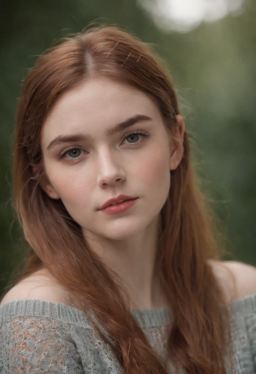 professionnel, (Photo 4k:1.1) (mise au point nette:1.3), High detail, Porter (pull en tricot:1.2), beautifull detailed face, A pretty 19-year-old girl with coppery red hair , Panasonic Lumix S Pro 50mm F/1.4, splash of color, dark orange and dark emerald, Ferrania P30, photo realist, (Jeune adolescente :1.3), (belle:1.1), (rougissant:1.1), Forme du corps du sablier, petit seins ronds, hanches mince, at university, 19ans, grande, avec des tresses,