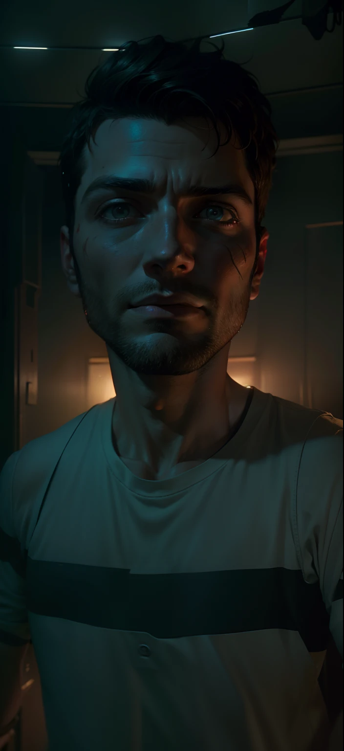 Sci Fi Horror Dead Space David Giuntoli and Amy Adams on Ishimura Haunted Ship photography, natural light, photorealism, cinematic rendering, ray tracing, the highest quality, the highest detail, Cinematic, Third-Person View, Blur Effect, Long Exposure, 8K, Ultra-HD, Natural Lighting, Moody Lighting, Cinematic Lighting