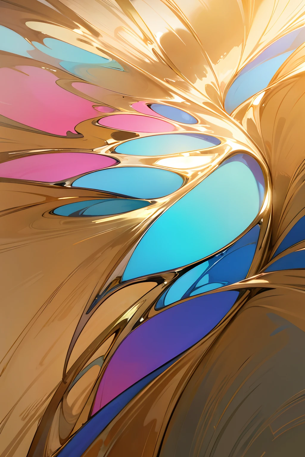 Alcohol ink art, highest quality, photographic quality, gently flowing gold, outlining silver, shining blue, shimmering pink, in motion