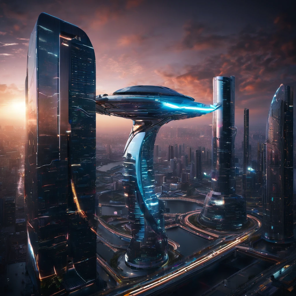 (best quality,masterpiece:1.2),ultra-detailed,realistic, AI drones hovering above a child, urban landscape, advanced technology, futuristic setting, busy streets, skyscrapers, high-tech buildings, modern architecture, sleek and shiny surfaces, gleaming glass panels, reflective metal finishes, neon lights, vibrant colors, dynamic atmosphere, motion blur, bustling energy, fast-paced movement, highly detailed drones, intricate construction, sleek and streamlined design, cutting-edge technology, advanced innovations, artificial intelligence, precision navigation, autonomous flight, hovering effortlessly, monitoring the surroundings, ensuring safety, capturing awe-inspiring views, child amazed and fascinated, looking up in wonder, expressive eyes, bright and curious, interacting with holographic displays, immersed in virtual reality experiences, innovative gadgets and devices, enhancing everyday life, smart city features, interconnected systems, seamless integration of technology and humans, blurring the boundaries between real and virtual, creating a harmonious coexistence, impressive skyline, futuristic transportation, flying cars, maglev trains, drone taxis, modern infrastructure, sustainable energy solutions, clean and pollution-free environment, transformed urban landscape, merging nature and technology, green spaces, vertical gardens, rooftop parks, balance of natural elements and high-tech advancements, illuminated by soft, warm lighting, backlit by the glow of the city, creating a mesmerizing contrast, capturing the essence of a technologically advanced future.