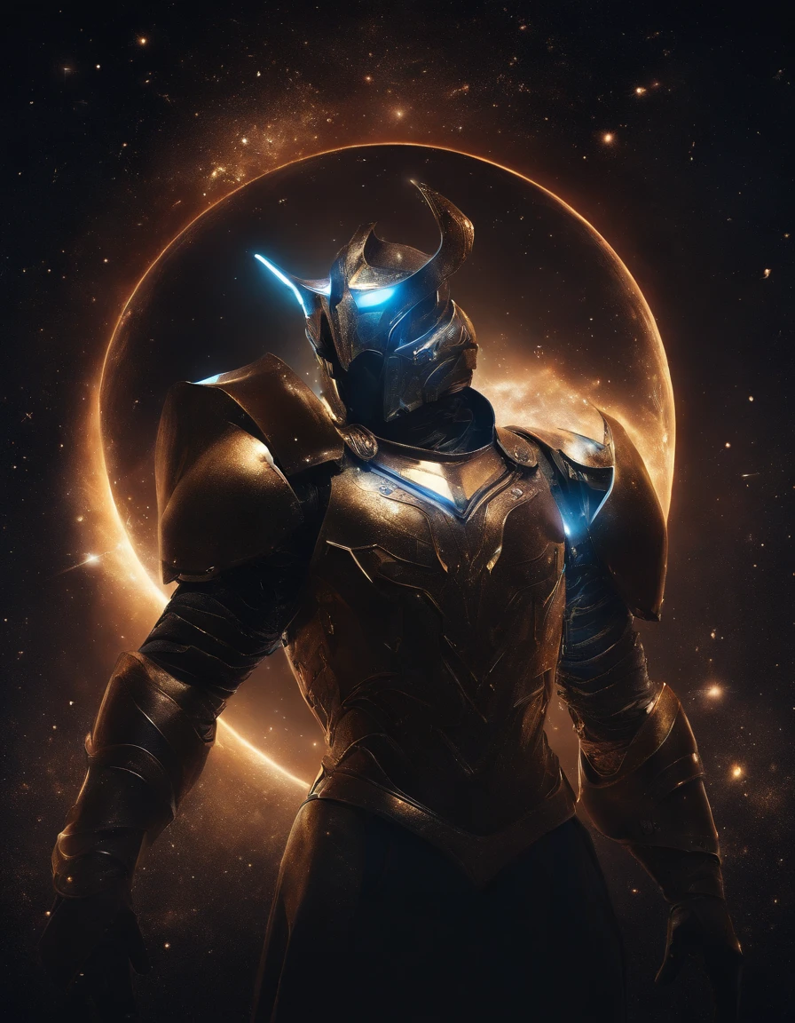 Cosmic Fallen Knight, cinzas cosmicas, estranho, assustador, cores muito brilhantes, light particles, com luz brilhante, Mshiff, Arte do papel de parede, Papel de parede UHD, artistic, intrincado