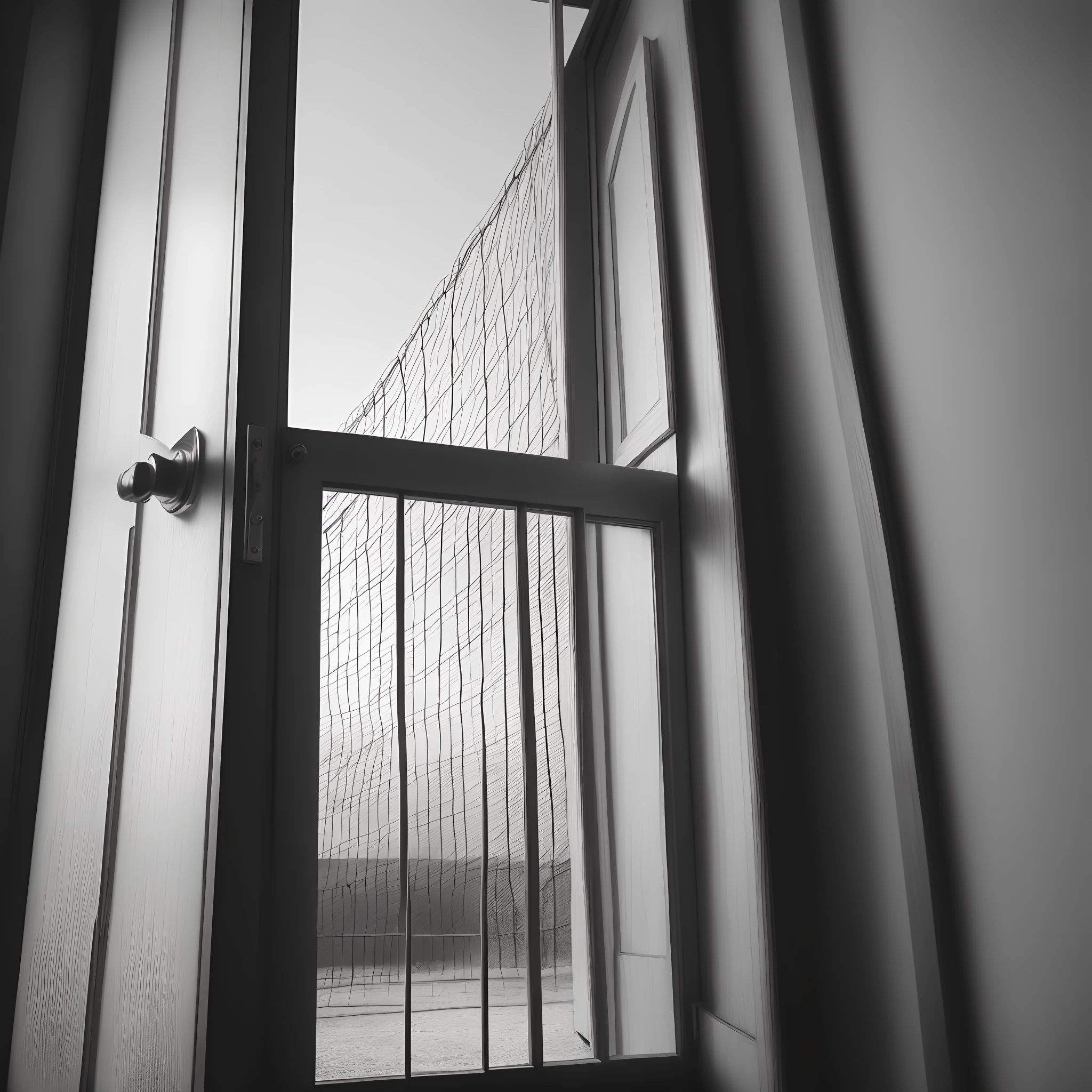Black and white landscape film，rios，Slow door，Fish nets