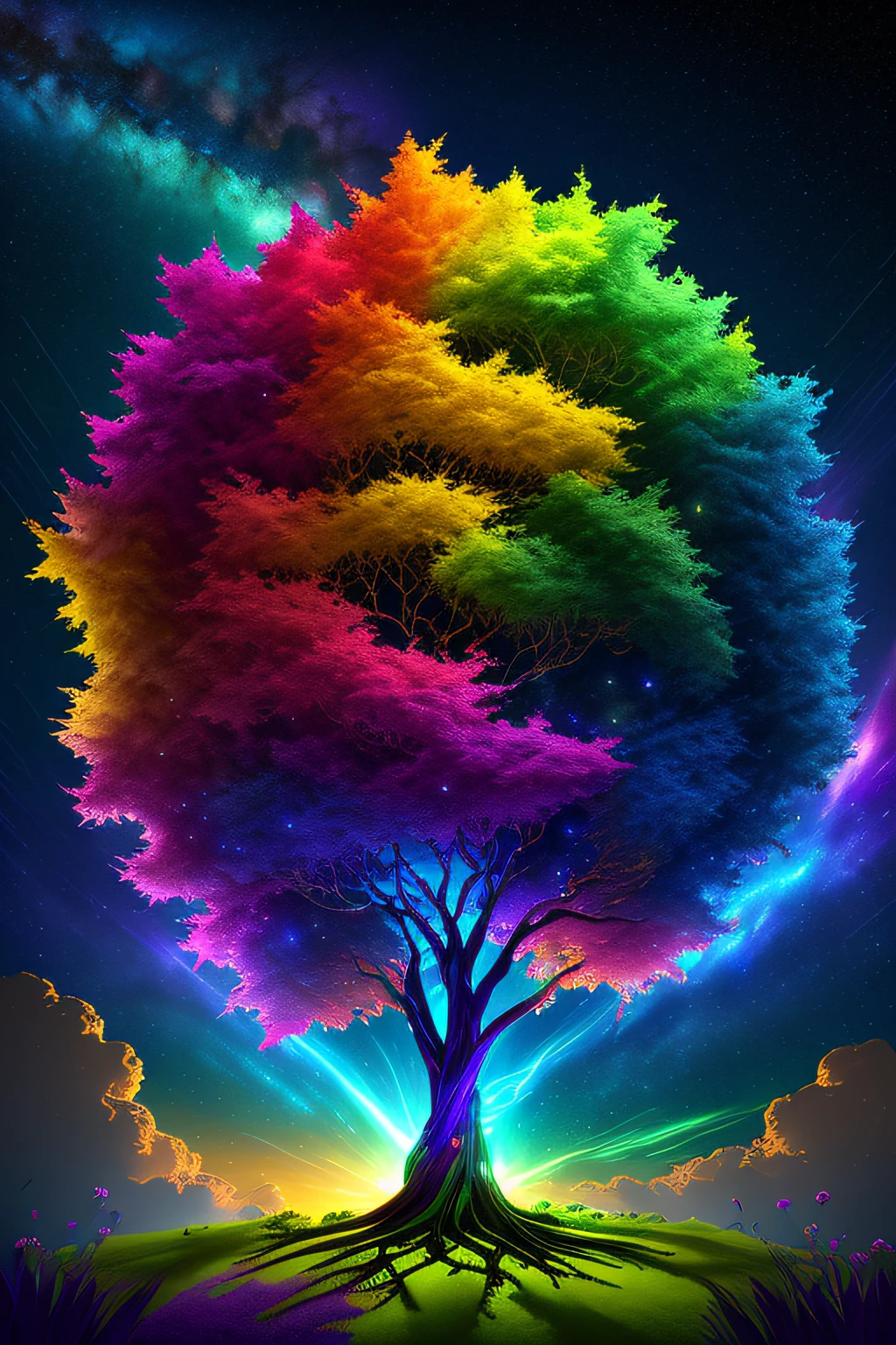 Masterpiece,
The birth of creation, A leafy tree,Vibrant and colorful streamers in an epic galactic sky, With professional color grading features, Soft shadows, no contrast, clean sharp focus, Cinematography, Ultra photo realsisim :: Starcloud::1 Wide angle lens::1 defocus::
hyper HD, hdr, 16k