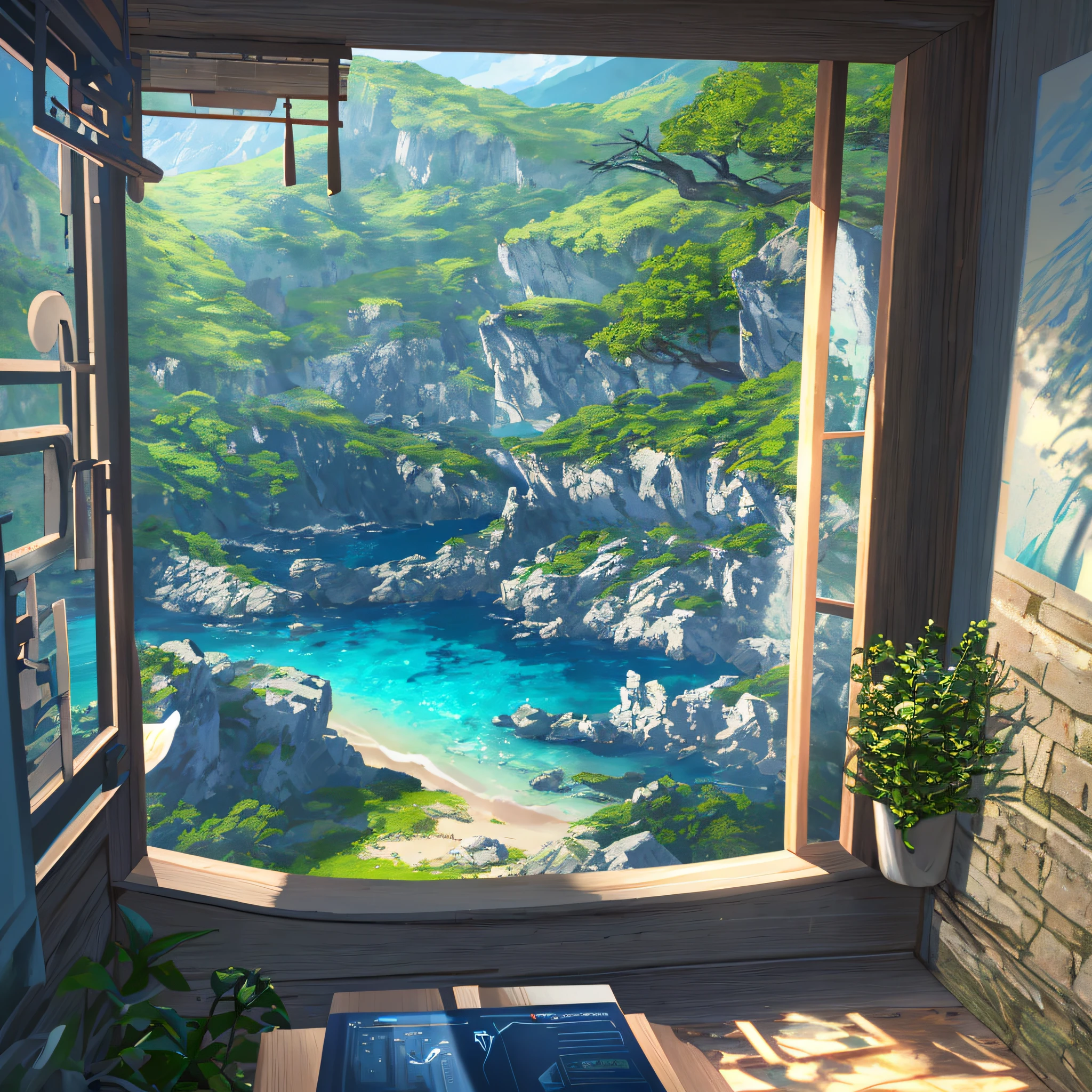 masuter piece， best qualtiy， （Very detailed CG Unity 8K wallpaper） （best qualtiy）， （Most Best Illustration）， （Best Shadow） naturey」，vila, Blue Sea， light tracking， ultra - detailed， glarelight，vila,  cinematric light， Soft light ，pure scenery，Amazing landscape photos --v6
