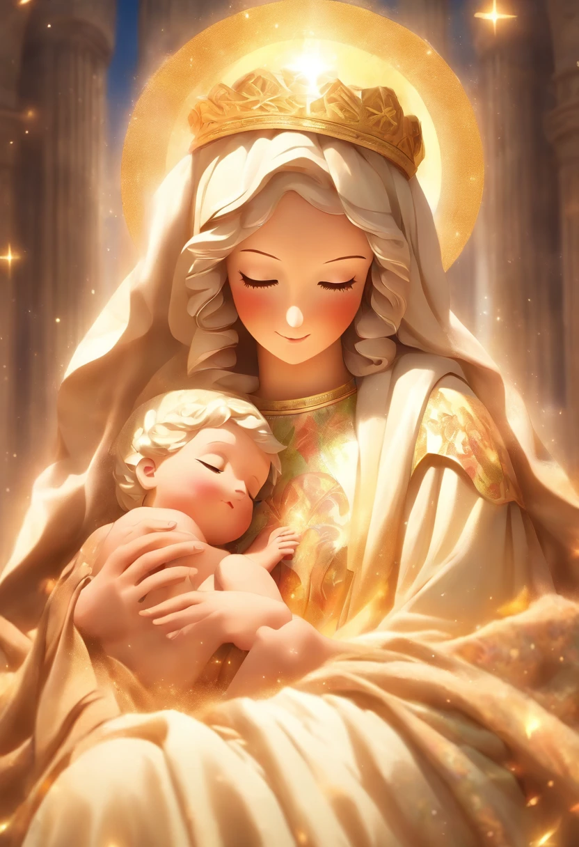 Mary mother of Jesus, holding baby Jesus on her lap