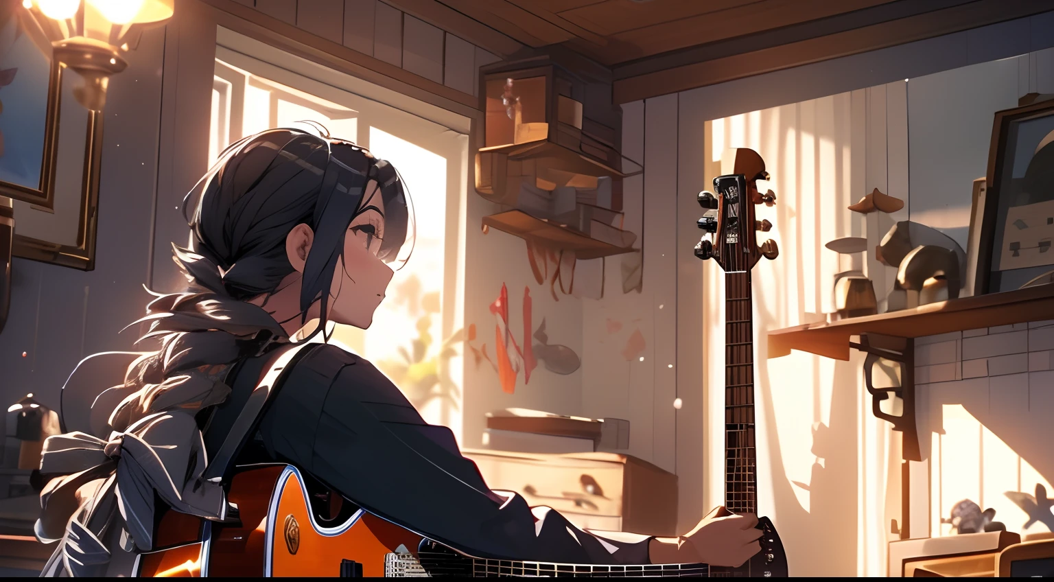A man with pigtails and a man with a guitar on his back stand in the inn，，by Yang J, detailed fantasy art, Stunning character art, Fanart Meilleure ArtStation, Epic and exquisite character art, Extremely detailed art, Detailed digital anime art
Warming up