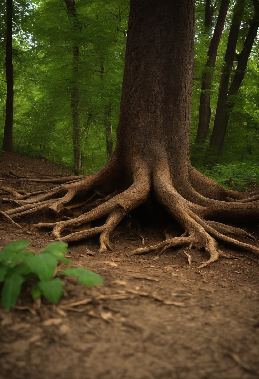 A tree root，The projection is a chainsaw