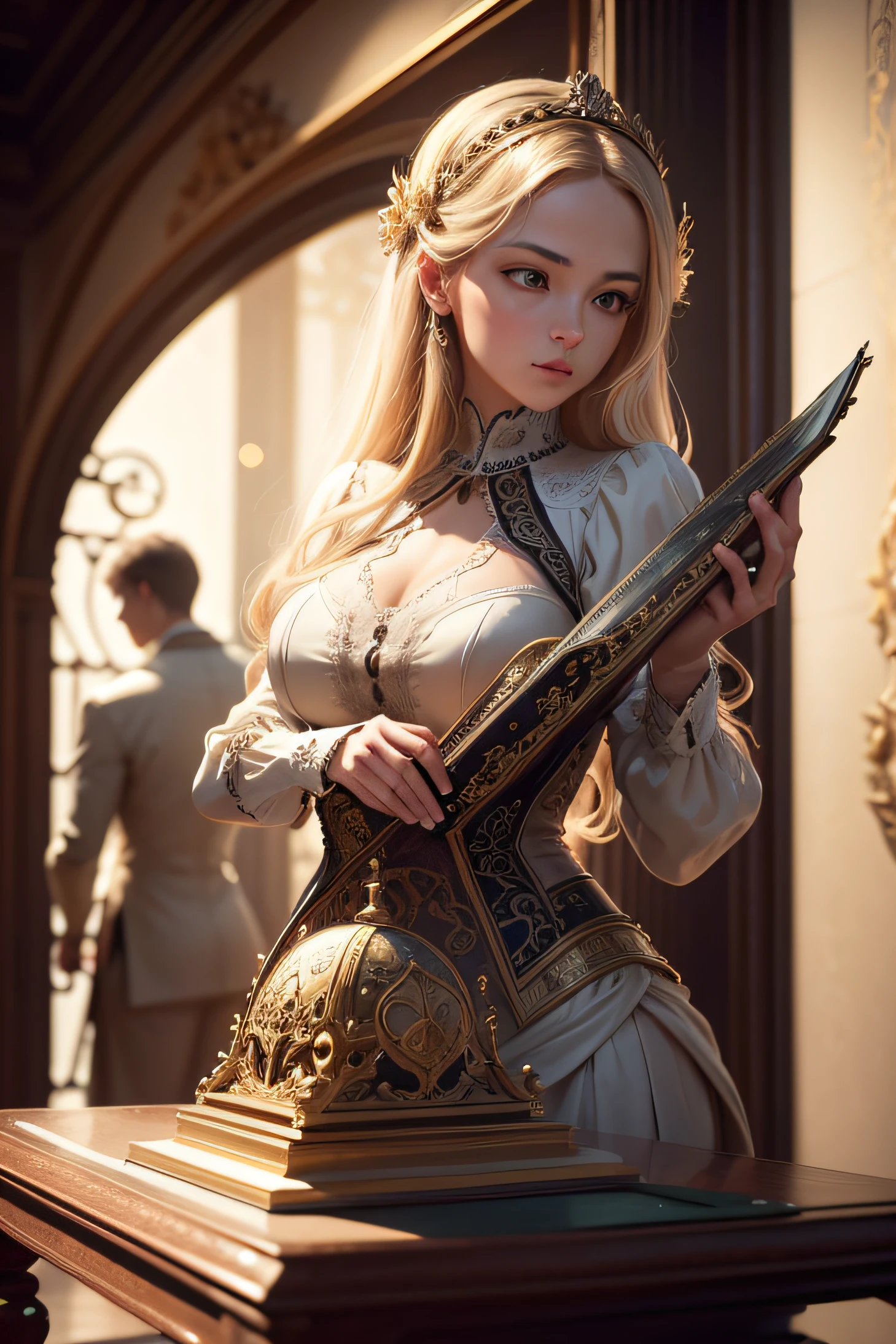 Inspired by the Baroque style, create an imagined and futuristic image about the mathematical calculation of limit algebra with much beauty and high resolution and perfection. The image is rendered in high resolution and perfection. Objects and people are represented in realistic detail. The lighting is soft and natural. The composition of the image is balanced and harmonious. The image conveys the idea that algebra is a fascinating and challenging discipline. The image also suggests that algebra is a powerful tool for understanding the world around us. 32k