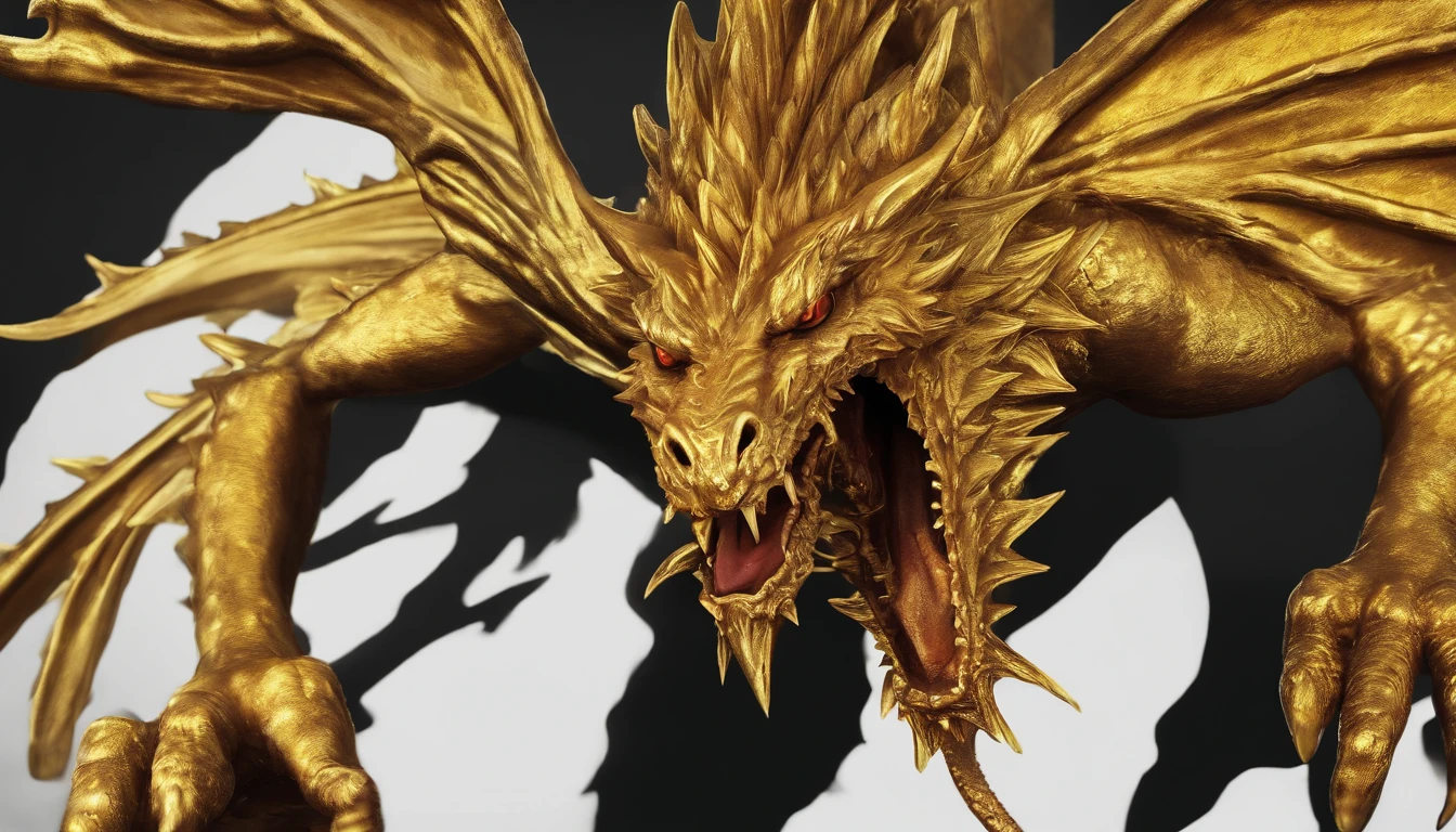 Golden dragon on a black wall
