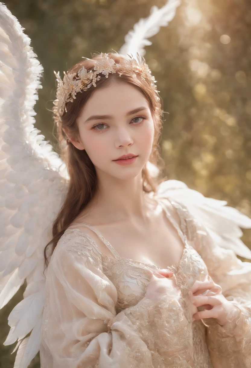 Fallen Angels of the Universe, Bright light eyes, biomechanical, Very bright colors, light Particle, With a shining light, , Wallpaper Art, Wallpapers UHD, medieval clothing、12-year-old beautiful girl、Angel wings、a baby face、a small face、kawaii faces