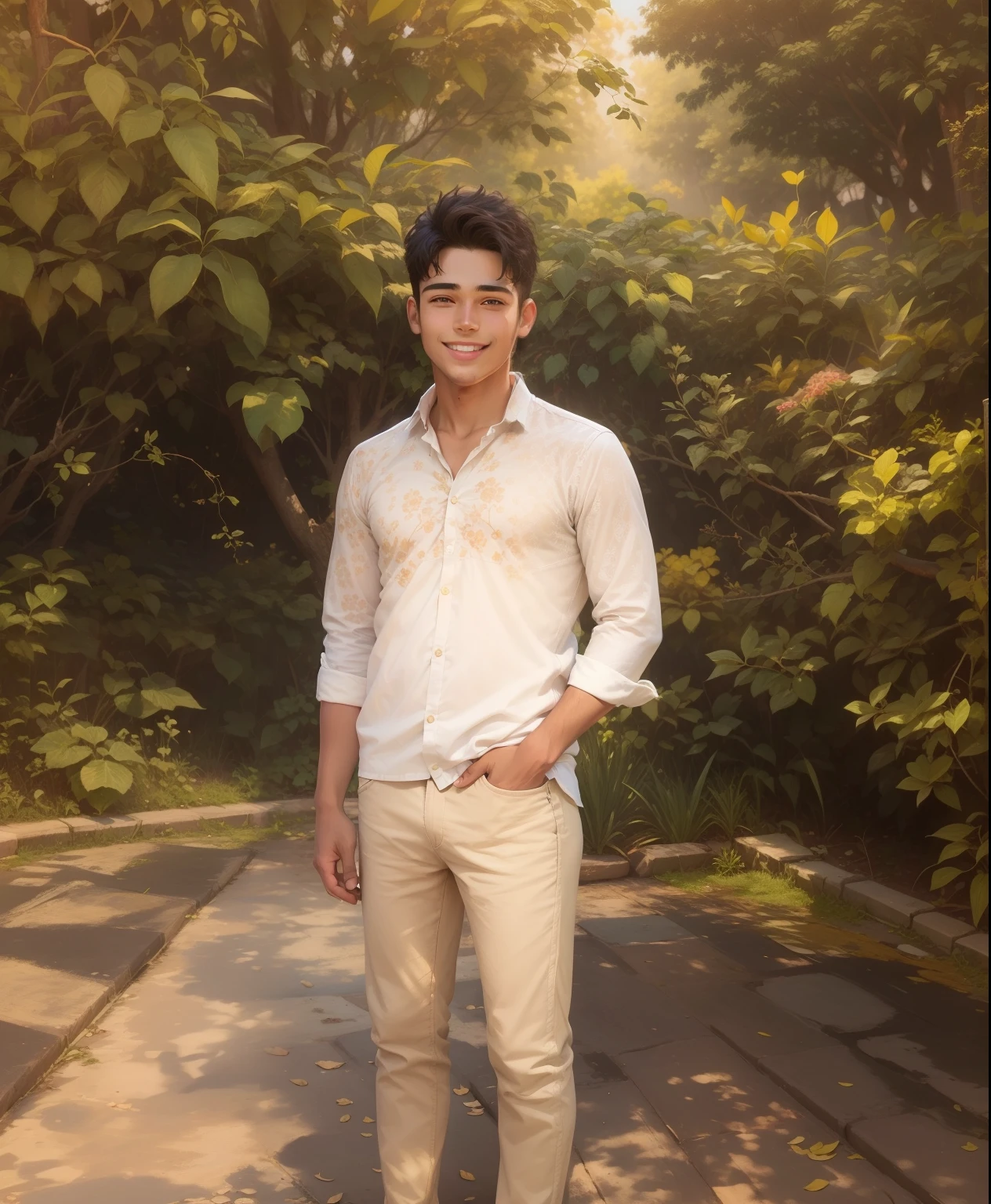 Cute smile, handsome boy, orginal face, background change