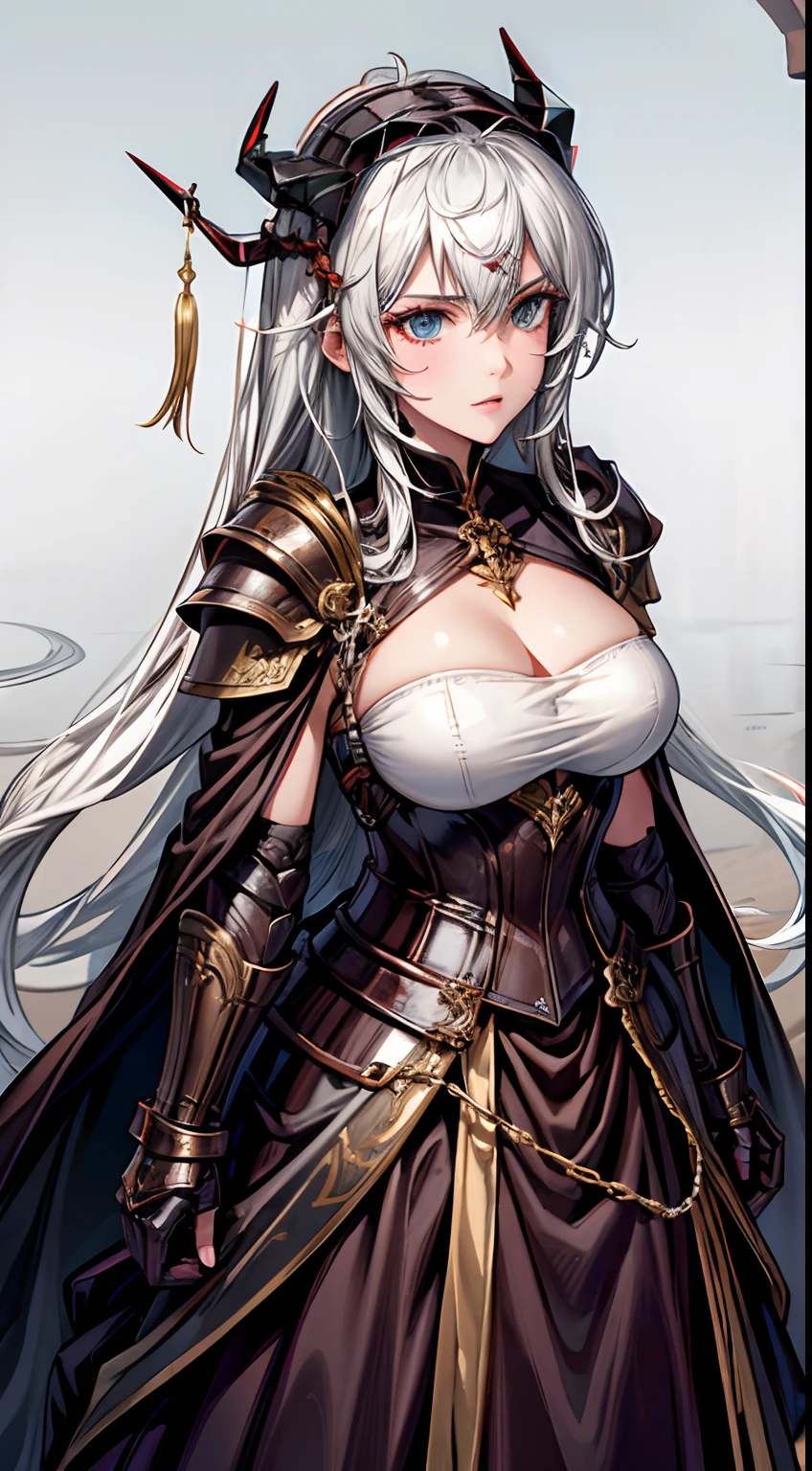 A girl's armor face a dragon