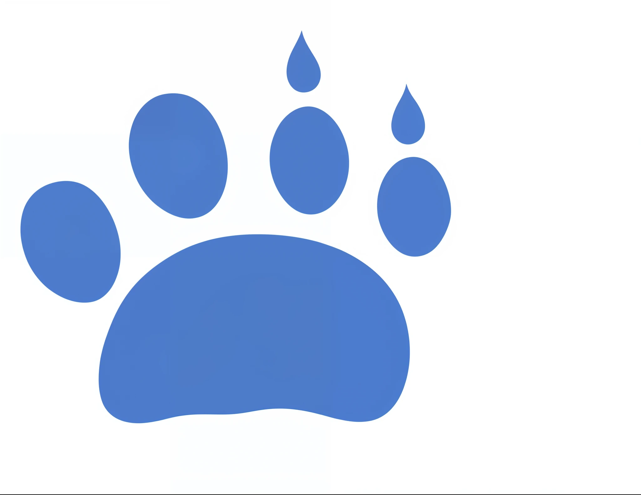 A blue paw print，There are water droplets on it, Paw pads, clawed paws, The claws fell firmly to the ground, paw art, furry paw art, furry paw, furry paws furry, logo without text, cub, furry paw, Created in Adobe Illustrator, Blue dog, The logo of the Mano Clinic, blue drips, Big cat, A cat, paw shot