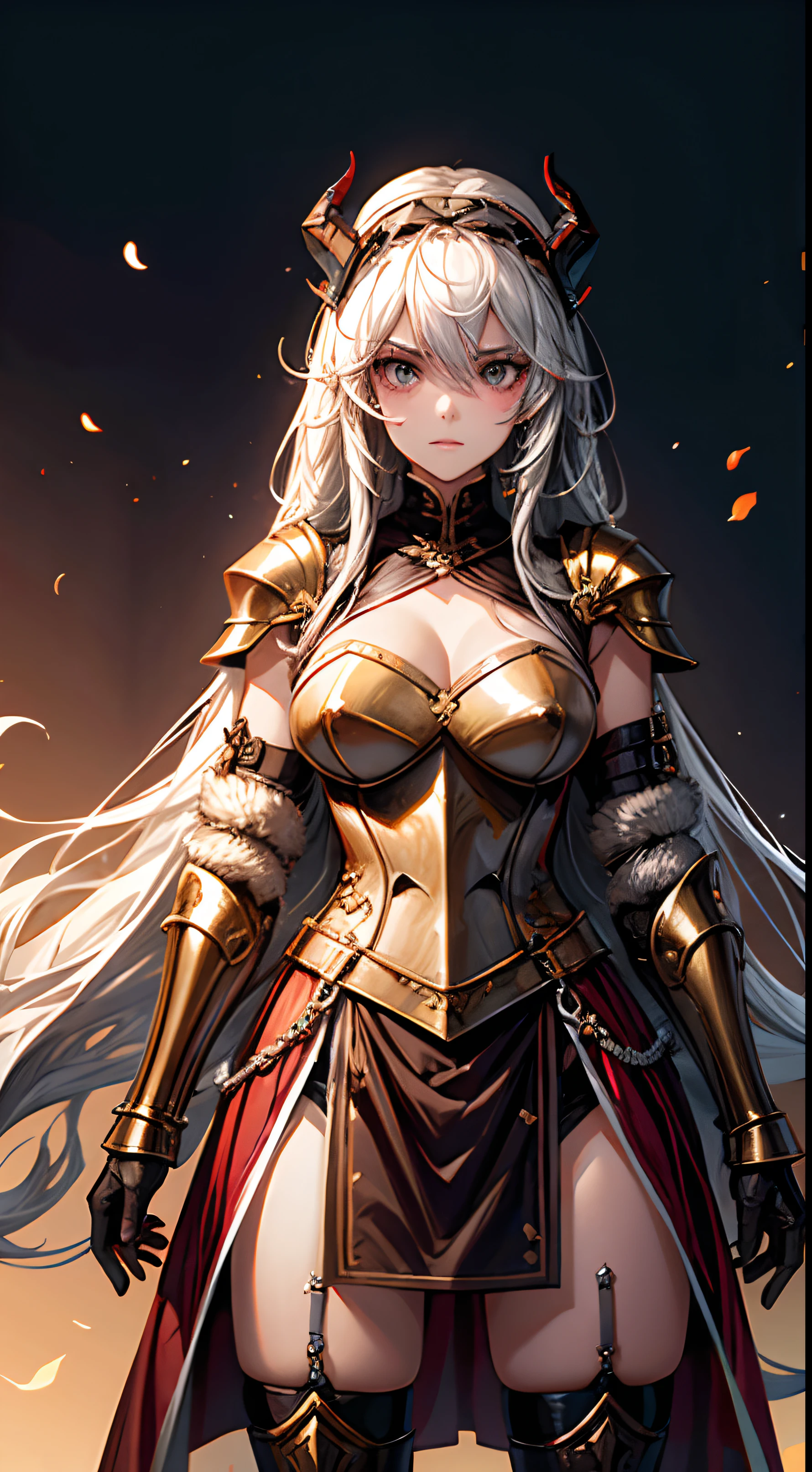A girl's armor face a dragon