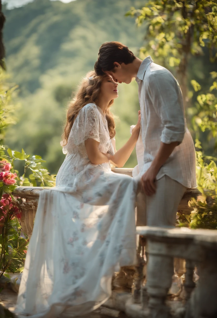 Beautiful woman flirt with young man,1boys、女の子1人,s Pajamas