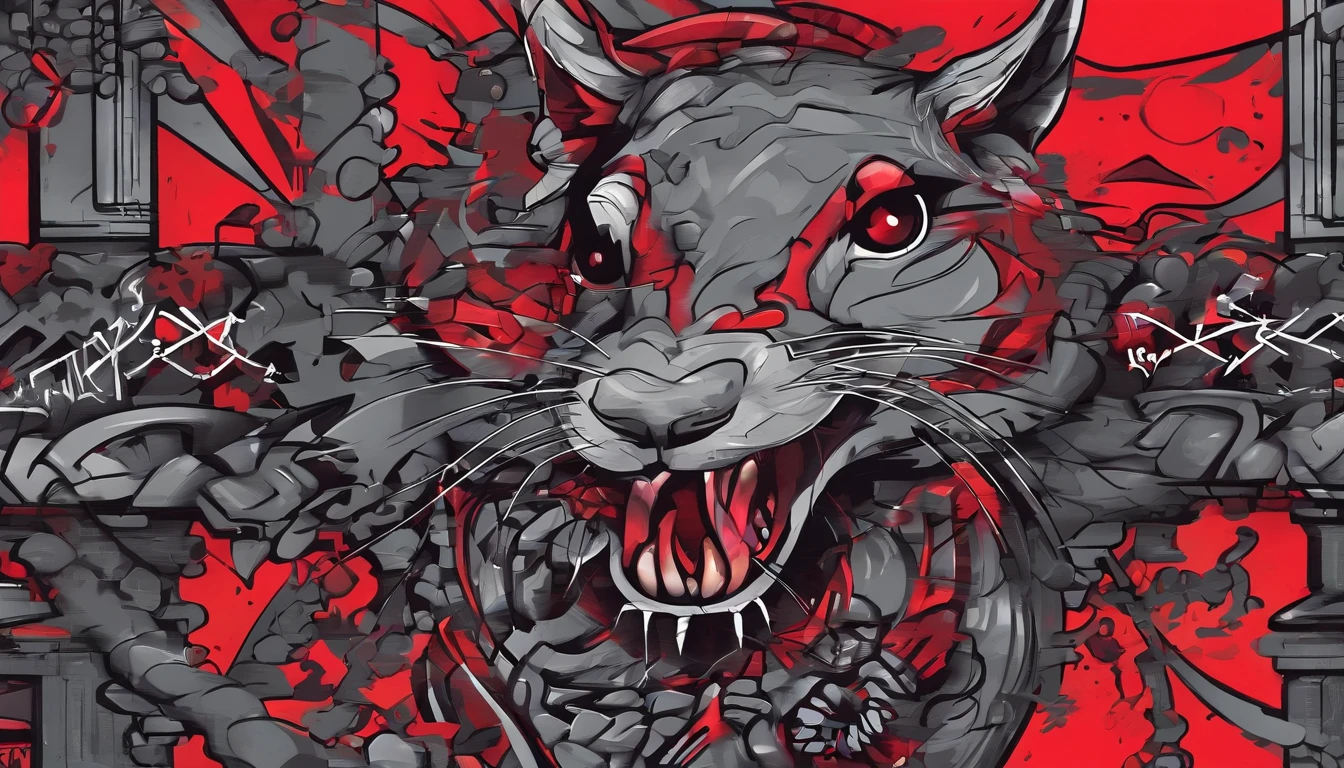 Chains for chewing rats , bright red eyes 1.4, grey skin, 2D art games, Detailed character expressions, close up, in the style of soft brushstroke realism, Dark and neon colors, ::1 neckline ::-0.5 --ar 2:3 - without splitting