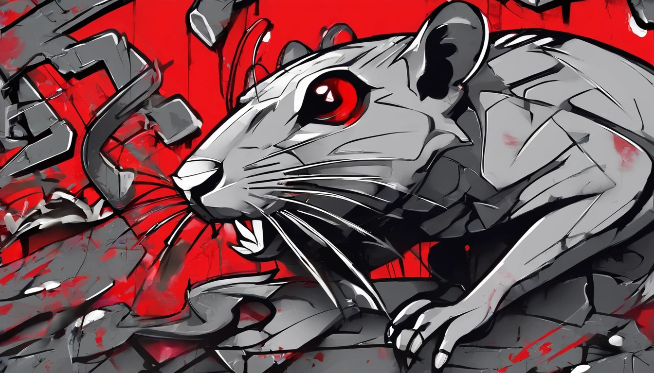Chains for chewing rats , bright red eyes 1.4, grey skin, 2D art games, Detailed character expressions, close up, in the style of soft brushstroke realism, Dark and neon colors, ::1 neckline ::-0.5 --ar 2:3 - without splitting