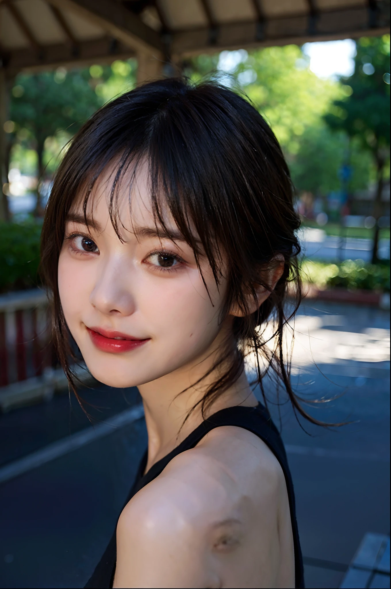 (top-quality、8K、32K、masuter piece、nffsw:1.2)、short-hair、profile、(slim figure:1.2)、(s lips) 、17 age、tshirts、二重まぶた、shinny skin、Realistic rays、mare、beauitful face、(A smile:1.3)、crouching down、(From above:1.2)、(a closeup:1.4)、blurry backround、(Front Focus)、(Dark: 1.6)、Fantasy Art、photoRealstic、Professional Lighting、extra detailed face、Award-winning、deep-shadows、