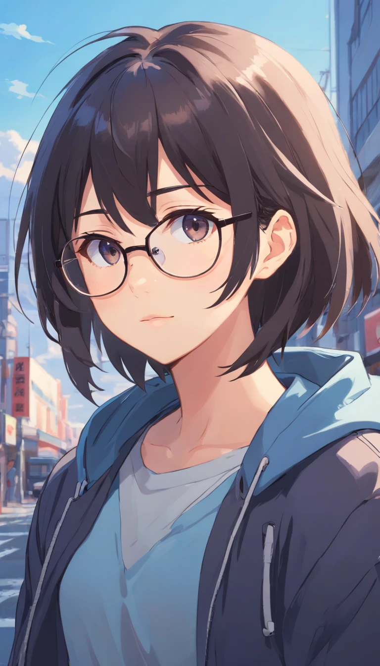16 yaers old,Libido boy,Shota,black color hair,wears glasses,Square frame glasses,gloomily,contemplative,black black jacket,White color blouse,long whitr hair,with long bangs,messed up hair,without background,Line drawings,frontage,Dirty laundry