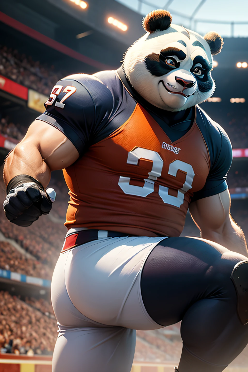 Create a Kung Fu Panda character, playing American football