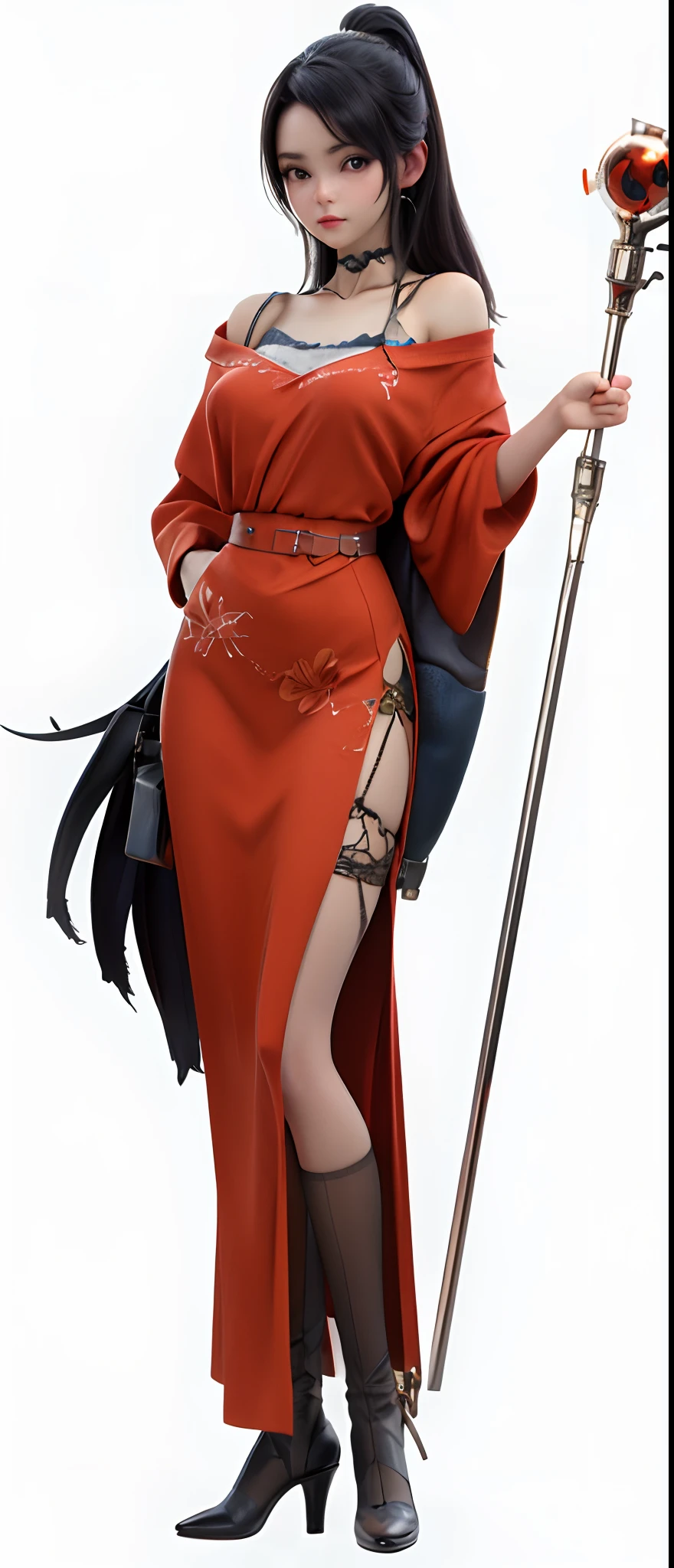 (masterpiece, 4K ,Super detailed:1.2), (anime:1), (Perfect quality), The whole body is shown, View Viewer, Female Swordsman, Muscular and ultra violent, Powerfully々And, RPG concept art character