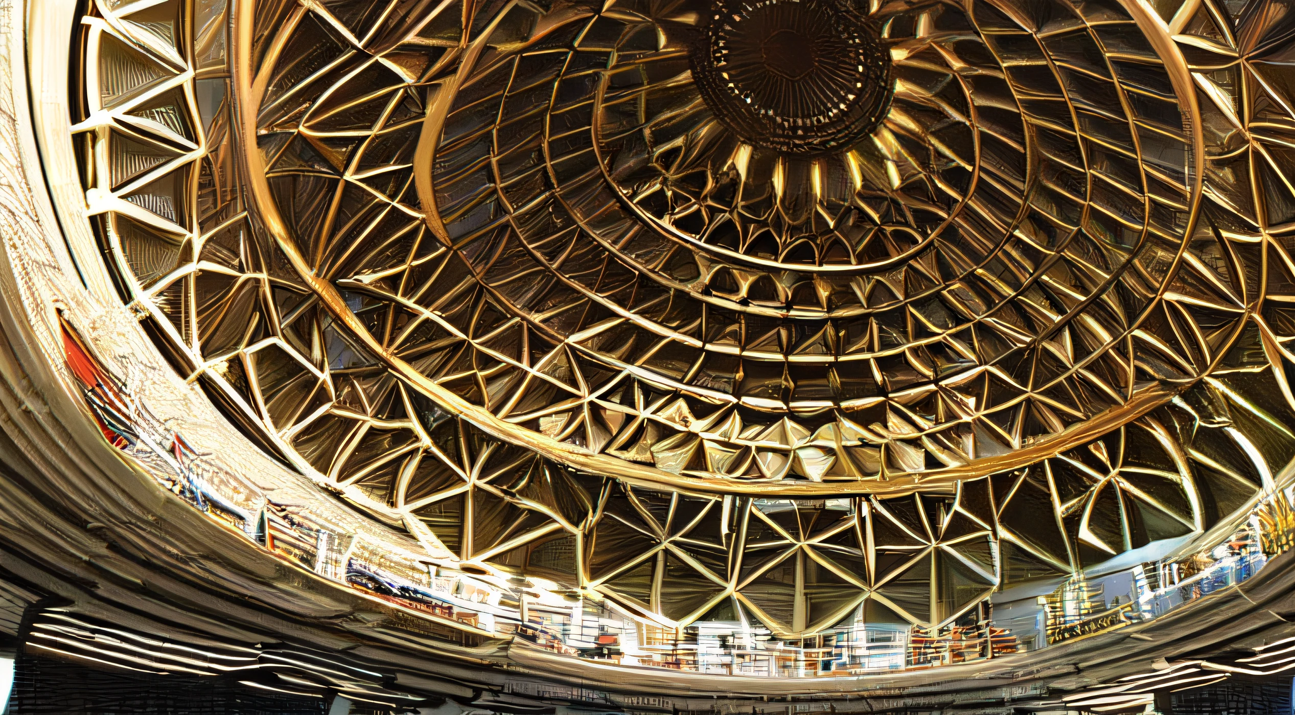 (best quality, masterpiece:1.3), city landmark, alien planet base interior, stingy geometric forms prevails --auto