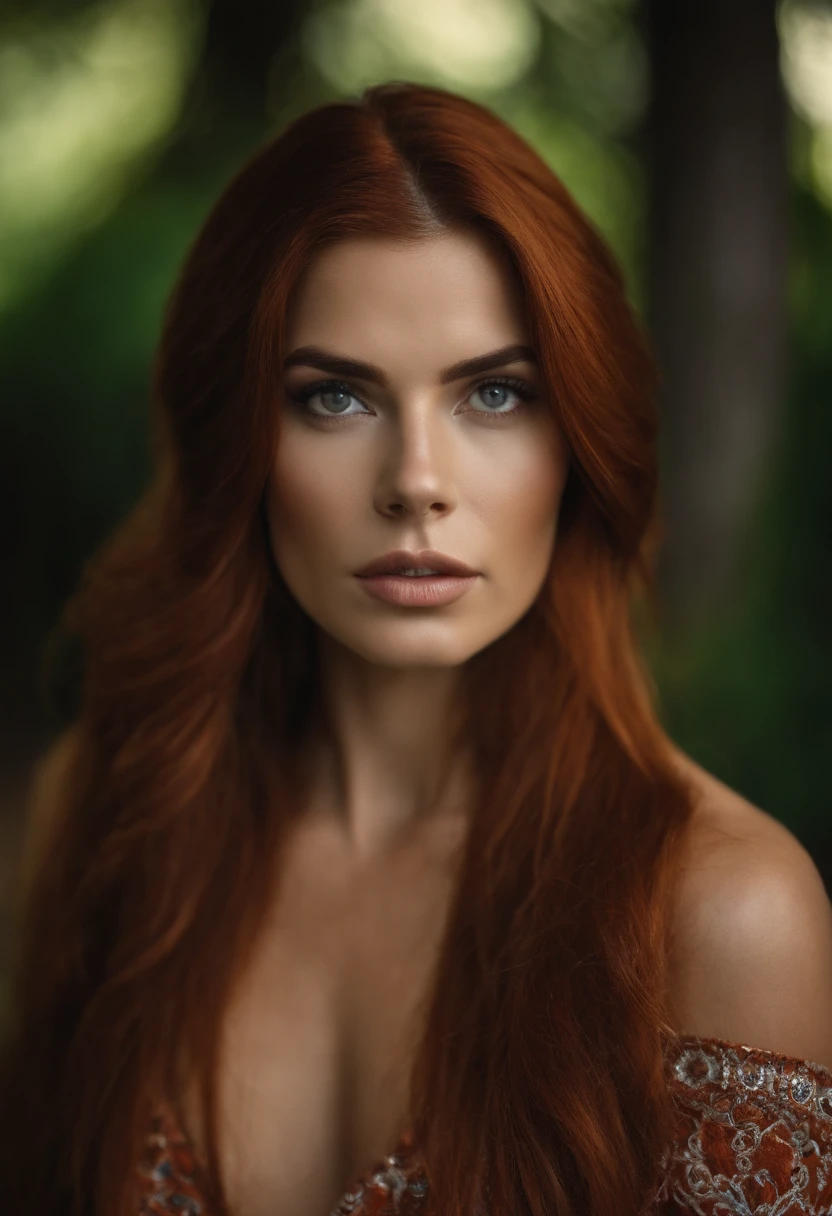 Mulher ruiva linda . serious face , pele branca , cabelo longo sem cachos , cabelo liso , CABELO LISO , SEM NENHUM CACHOS