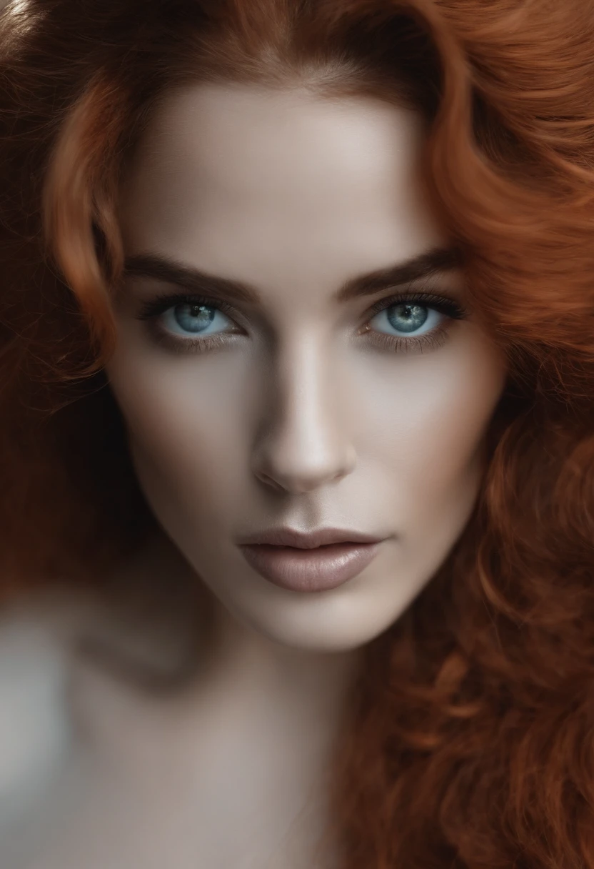 Mulher ruiva linda . serious face , pele branca , cabelo longo sem cachos , cabelo liso , CABELO LISO , SEM NENHUM CACHOS
