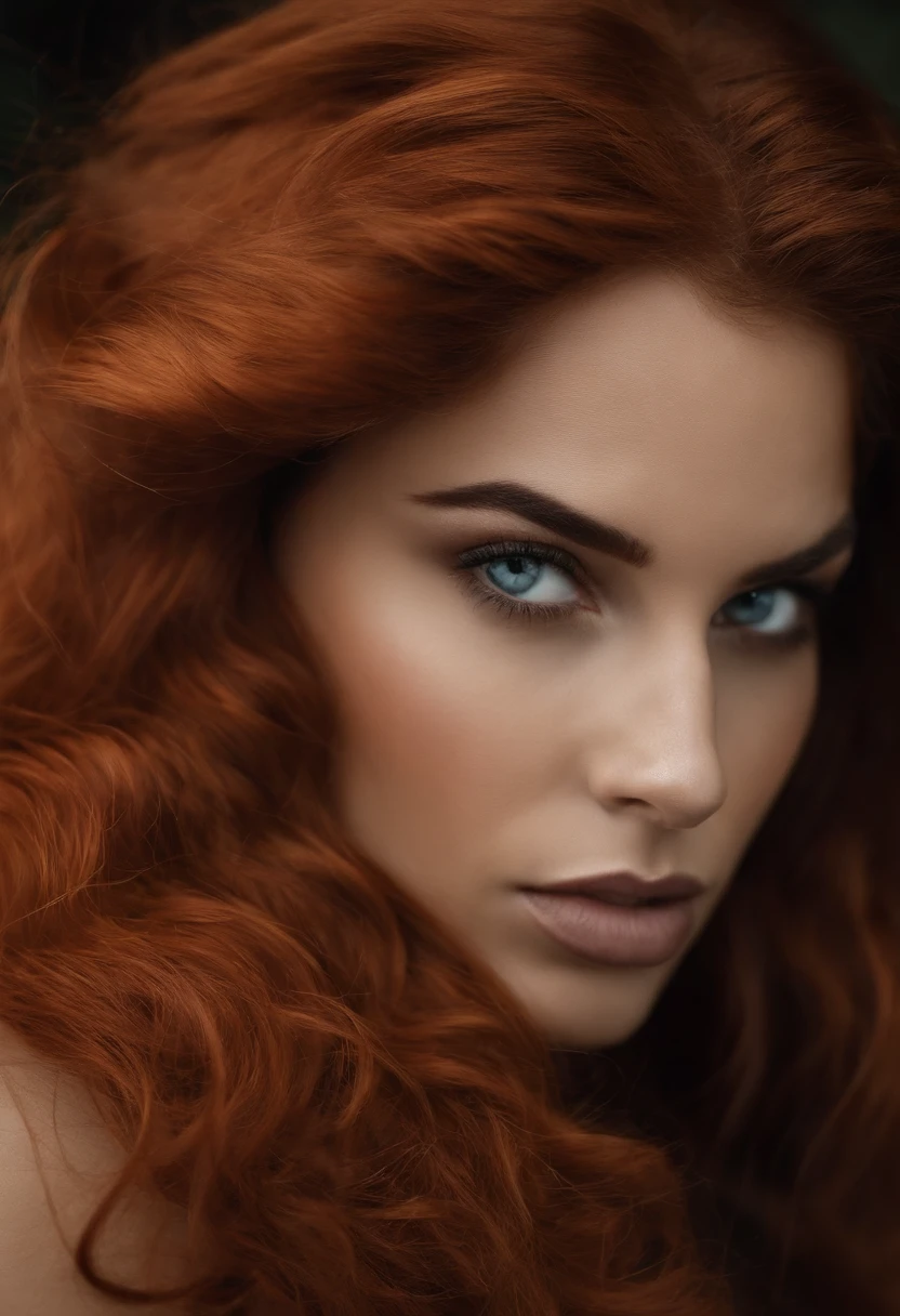 Mulher ruiva linda . serious face , pele branca , cabelo longo sem cachos , cabelo liso , CABELO LISO , SEM NENHUM CACHOS