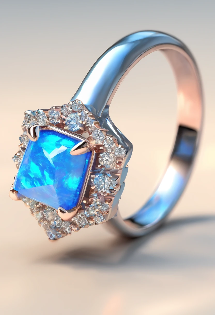 [Blue opal ring]
gyuru, Blue, {[triangles]}，{{without hands}}，Flawless appearance, Top jewelry, luxury goods, A prestigious endorsement, 8K HD, Camera shot