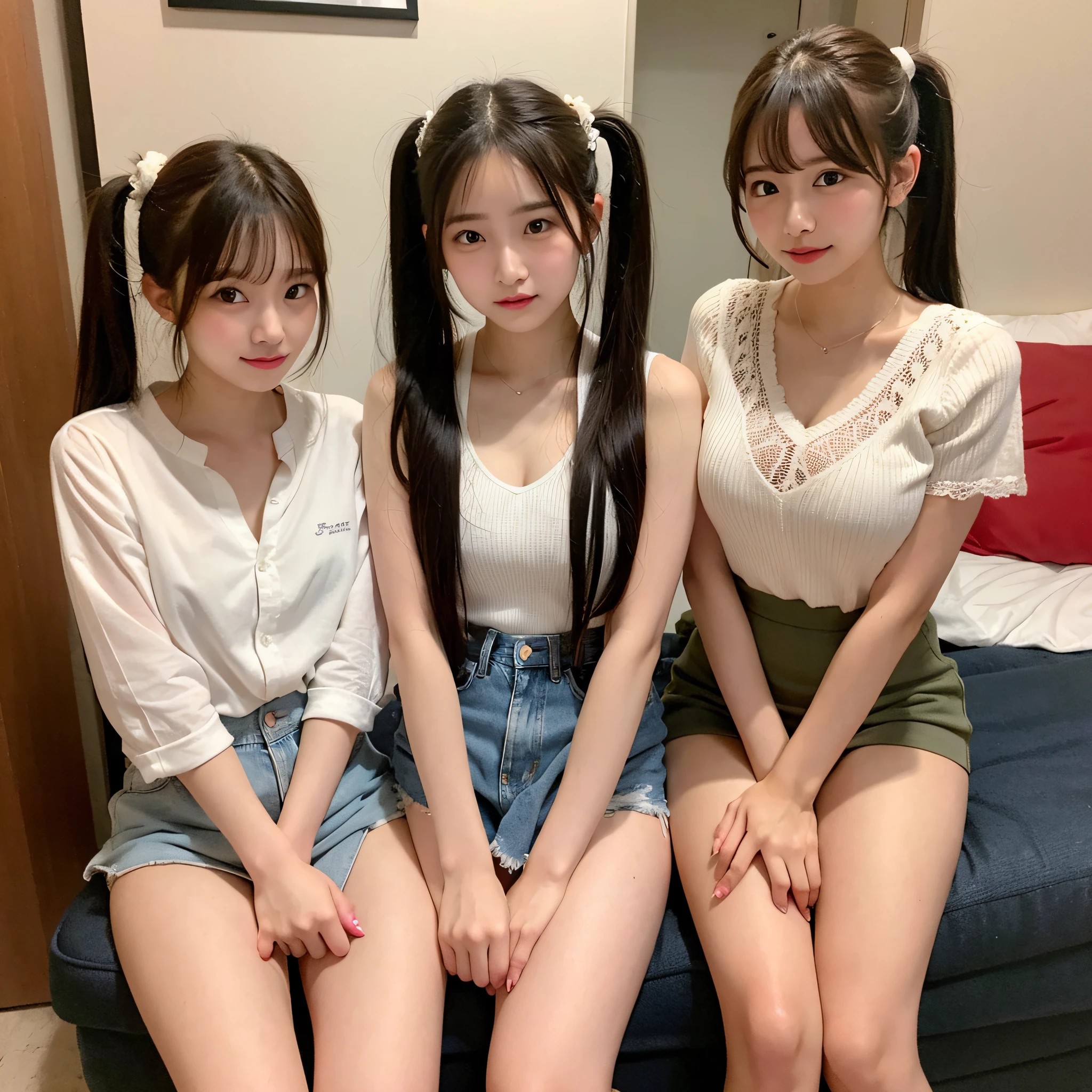 (((pussy))), yo, 2girls, beautiful breasts, Twintail hairstyles,