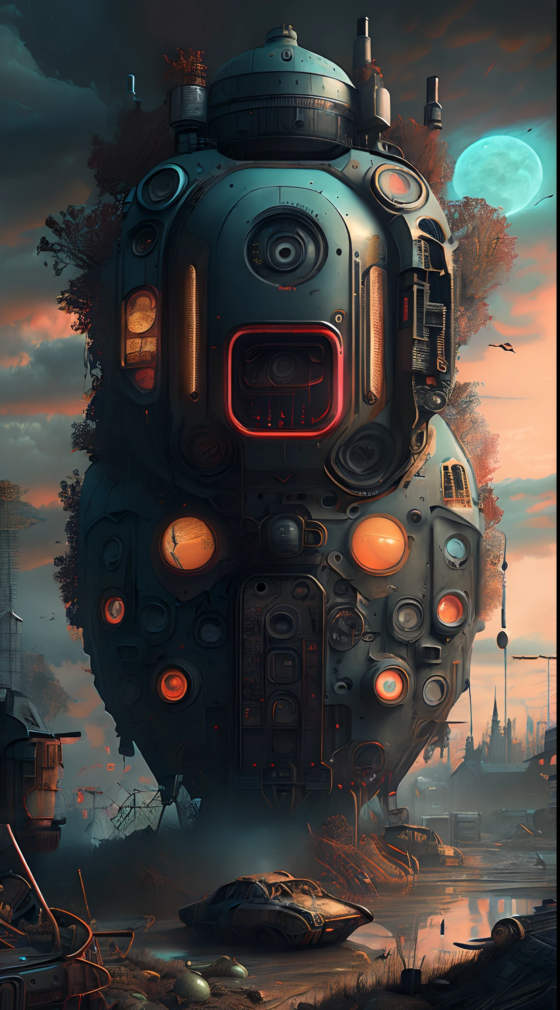 (Best quality),(Masterpiece),(Ultra detailed),(4K 分辨率),(Extremely detailed) Digital art, in the art style of filip hodas, Cyberpunk post-apocalyptic style