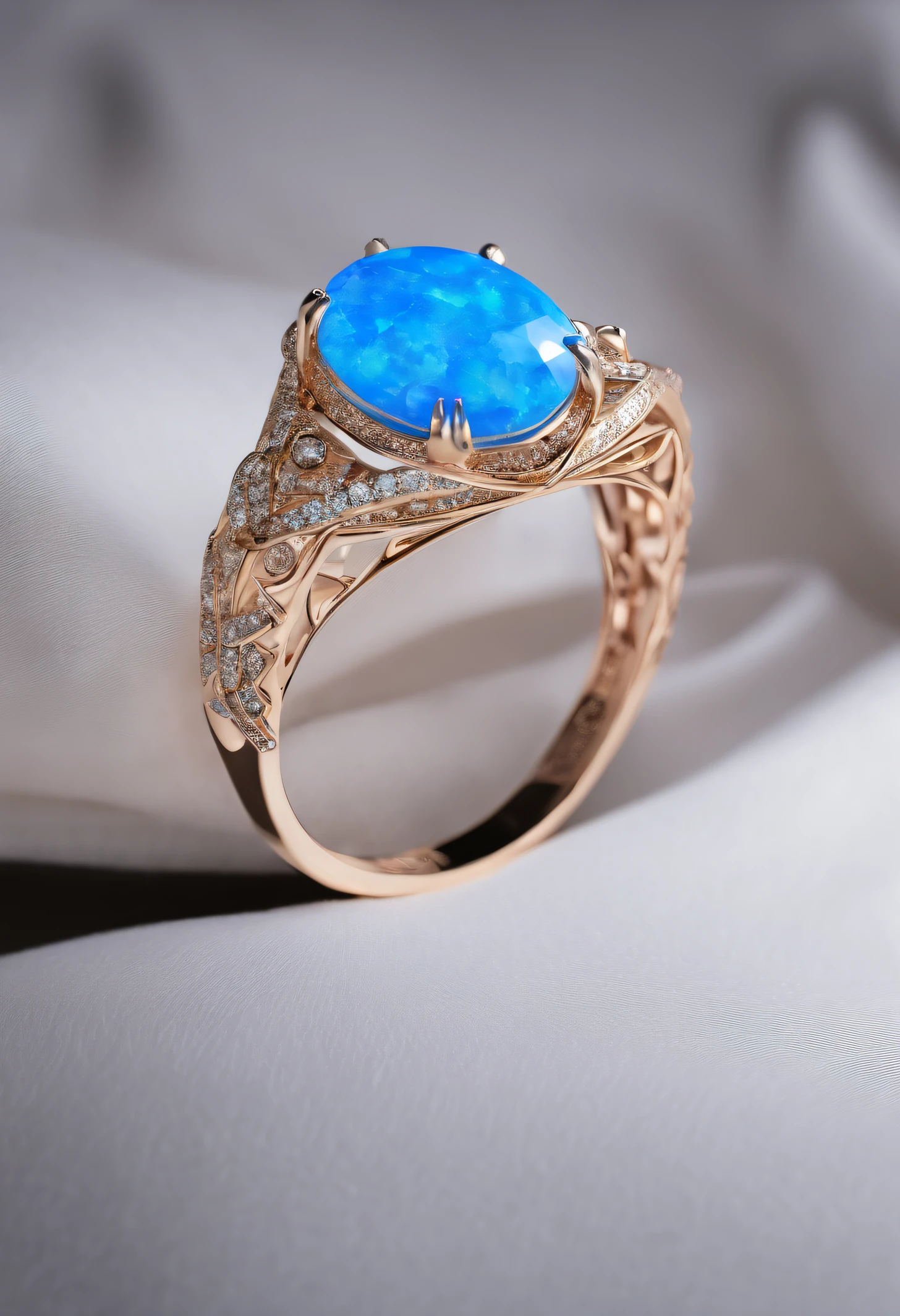 [Blue opal ring]
gyuru, Blue, {{triangles}}，{{without hands}}，Flawless appearance, Top jewelry, luxury goods, A prestigious endorsement, 8K HD, Camera shot