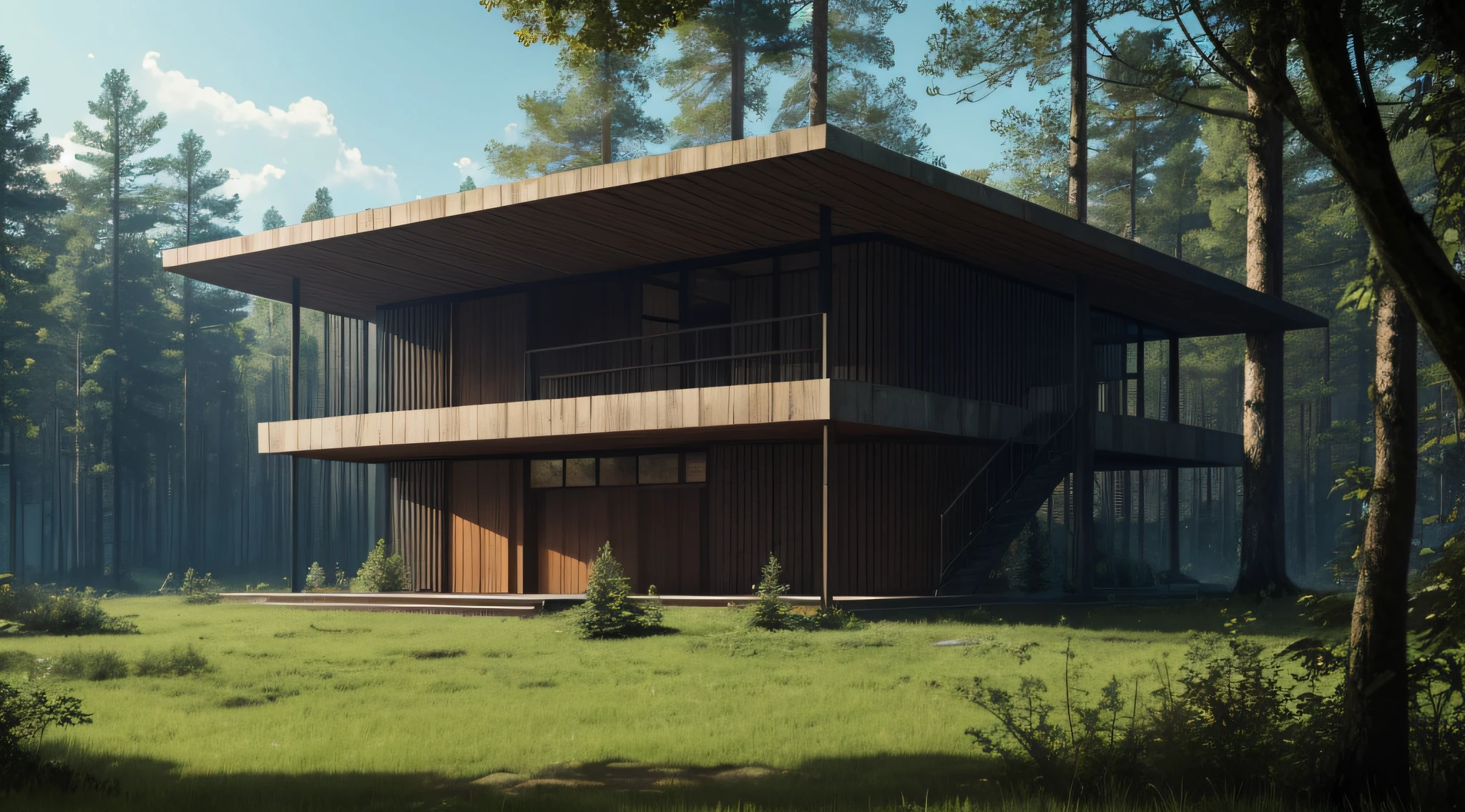 Design a top-secret government facility deep within a dense forest.