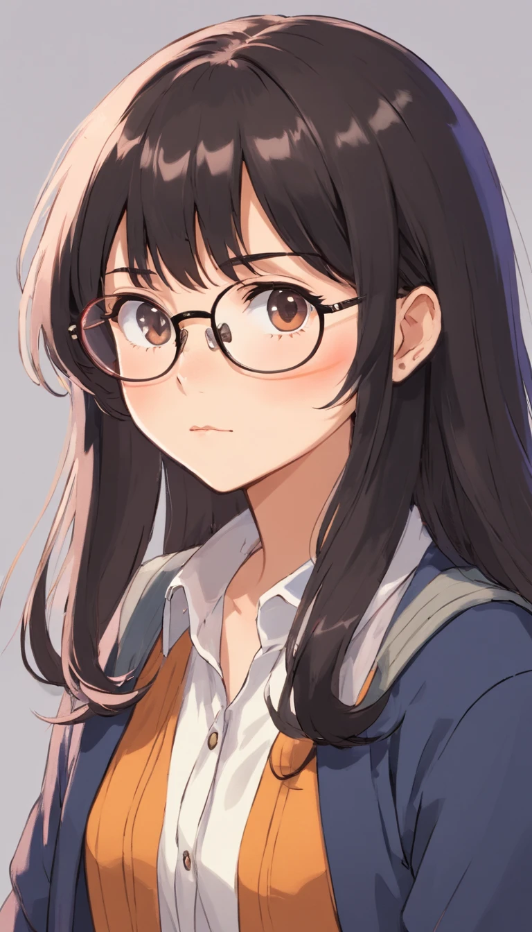 old,Libido boy,Shota,Black color hair,wears glasses,Square frame glasses,gloomily,Contemplative,black black jacket,White color blouse,shoulder-lengthhair,with long bangs,messed up hair,Without background,sketching