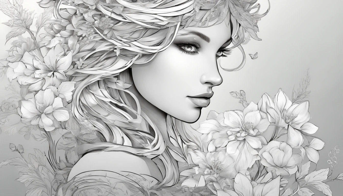 ((gorgeous princess)), (with long flowing white hair), (bright and beautiful eyes), (side profile), trend on art station, flower of hope by Jean-Honor Fragonard, Peter mohrbacher, super Detailed, crazy detail, stunning, intricate, elite, art nouveau, ornate, liquid wax, elegant, luxurious, Greg Rutkowski, ink style, sticker, vector art beautiful character design, double exposure shot, luminous design, winning entry, masterpiece, amoled black background,