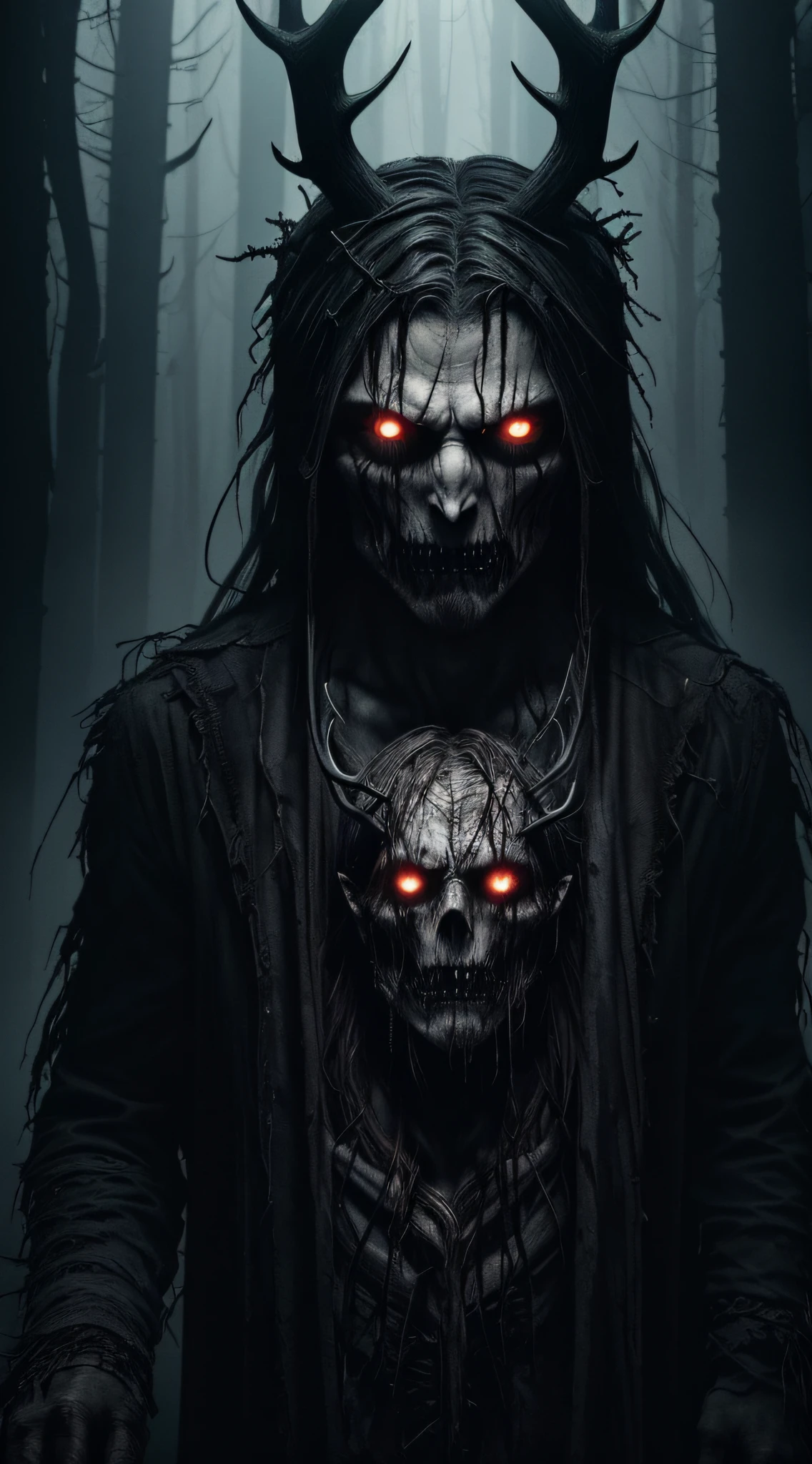 best quality,4k,8k,highres,masterpiece:1.2,ultra-detailed,realistic:1.37,portrait,horror,dark,ominous,macabre,H.P. Lovecraft-inspired,dreadful,grotesque,distorted,colorful shadows,intense lighting,creepy atmosphere,haunting,insane expressions,monstrous,descent into madness,wicked grin,menacing eyes,bloodcurdling,elaborate make-up,disturbing portrayal,tentacles emerging from darkness,mesmerizing gaze,uncanny appearance,dark magic rituals,nightmarish figure,psychological terror,demonic symbolism,grotesque physique,evil incarnate,gothic aesthetics,dreadful anticipation,mystical elements,horrifying transformation,nightmarish dreamscape,unhinged laughter+pale skin,long greasy hair,menacing pose,madness and chaos,terrifying presence,dark twisted thoughts, nsfw, demon eraction.