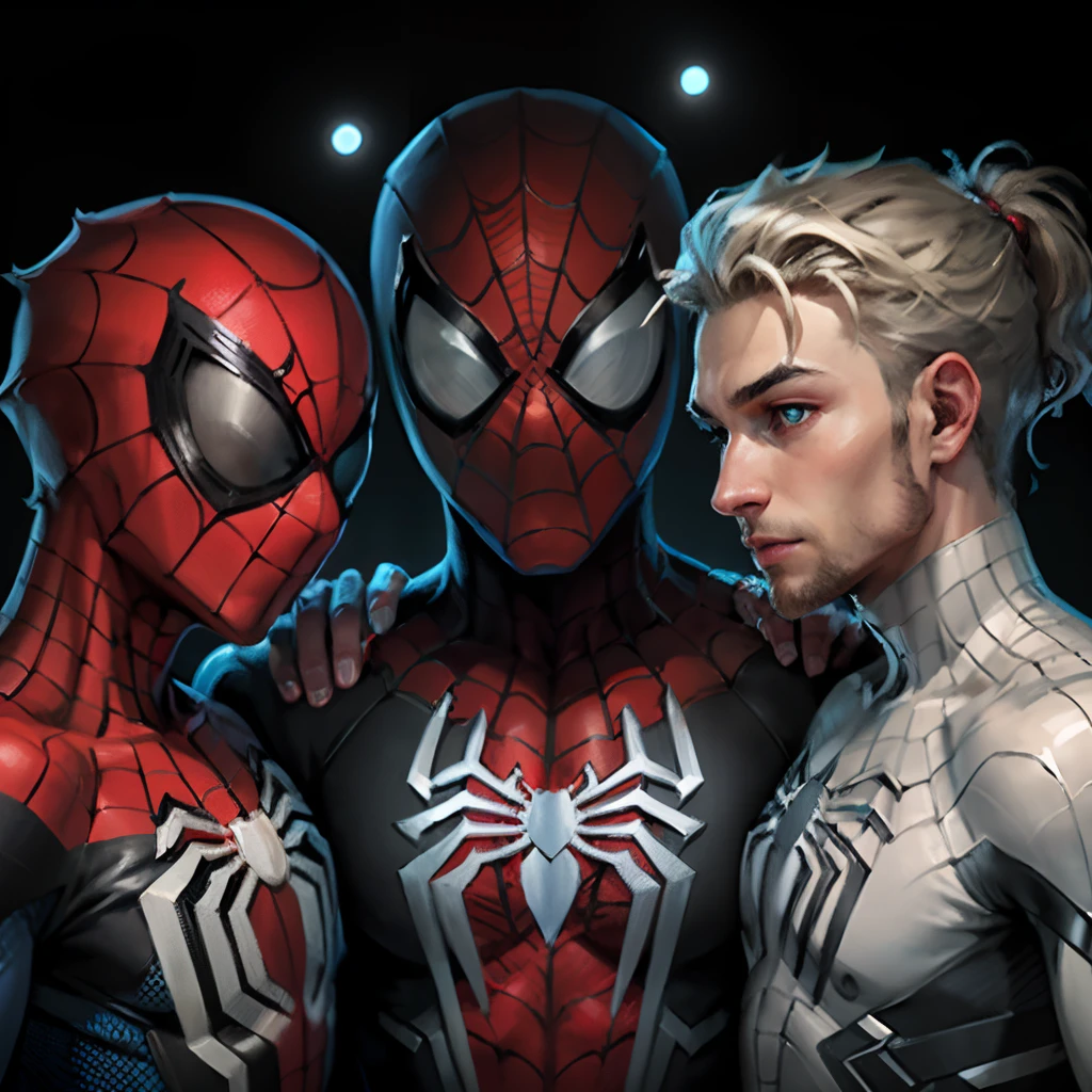 All three spidermen in high tech suit without mask