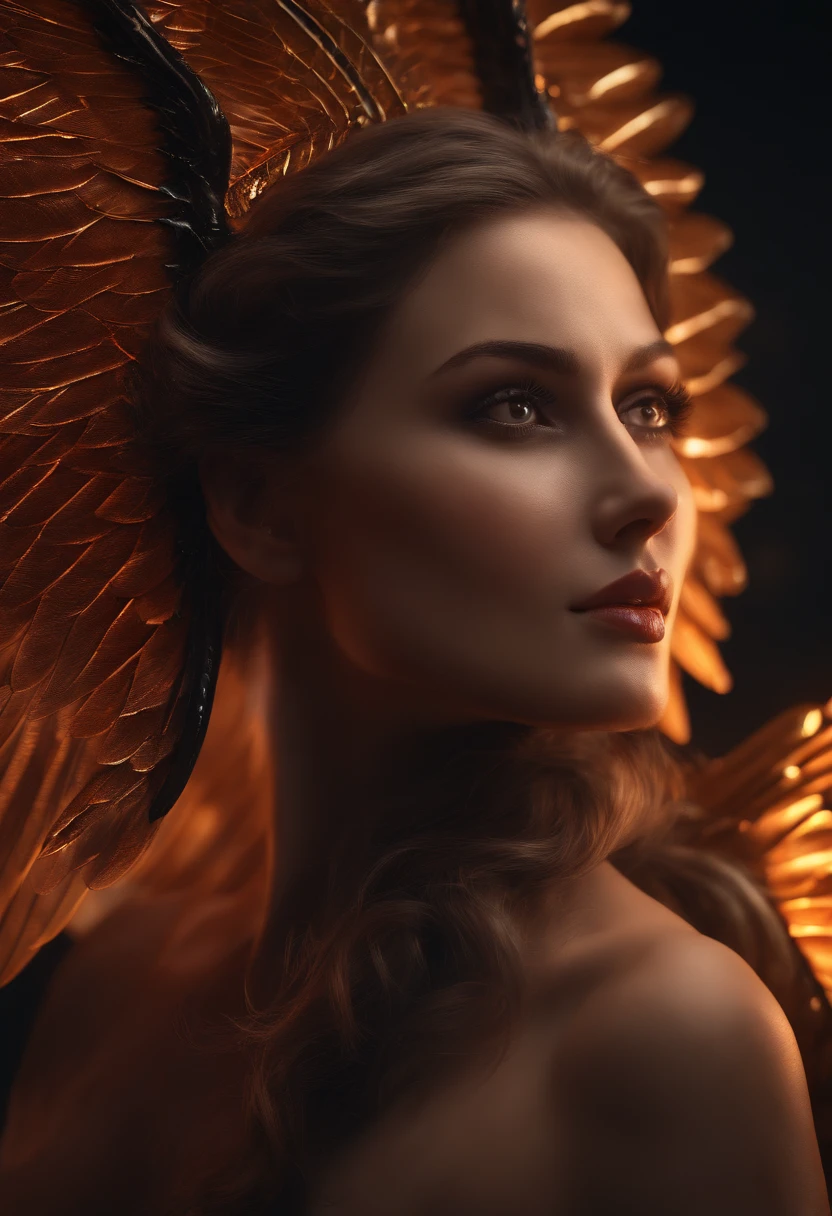 (best quality,4k,8k,highres,masterpiece:1.2),ultra-detailed,(realistic,photorealistic,photo-realistic:1.37),Cosmic Fallen Angel,glowing light eyes,Biomechanical,eerie,Creepy,nightmarish,Very bright colors,Light particles,with light glowing,Mshiff,wallpaper art,UHD wallpaper
