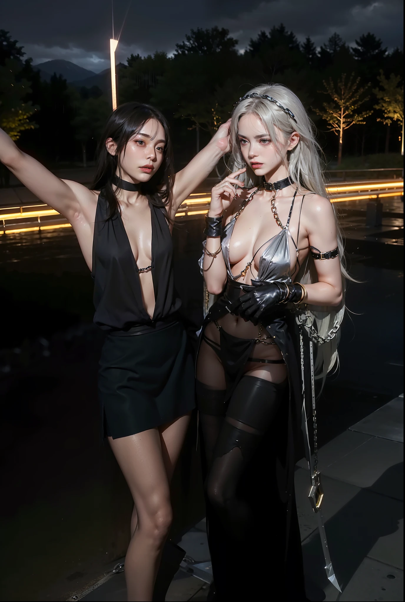 ,((Wearing a torn sheer costume of a superheroine)),(, No bra)), Wet crotch, Wet thighs, Beautiful girl with accentuated slender abs: 1.4, (((nipple tips protruding, areola is protruding, The shape of the pubic region is clearly visible)), sixpack abs: 1.4, Bust Botox, Photo, Sharpness, Unique 850 4, Koda850 k portrait camera, F1.6 shots, Ultra-realistic textures, Spectacular light textures, Cinestil 800 Fashion Mechanics, (futuristic sci-fi battle fashion: 1.1), (tied perfectly by chain), Restraint, Slaves, collars, ((wide prison with sunlight)), Dark fantasy, Realistic material details, extreme hight detail, Ultra-realistic materials ((Torn costume))), Wet, Cloudy, (Chained)), ((big emphasized by chains)), ((chains digging into crotch)), ( (Collar)), (, No bra), shredded costumes, broken golden shields and battle spears,, White combat gloves, Combat shoulder armor, Blood splattered on the face, Blood splattered, Realistic, (Bruises, Dirty, ripped clothing, skimpy clothing, Blood: 1.3), Torn Cape, Torn pantyhose, Long legs, ((iron pipe in the crotch)), Metallic shackles and fetters, ((chains hung from heaven)), Wet crotch is clearly visible, Swarovski's sword and the anatomy beneath his feet, (futuristic sci-fi battle fashion, Torn mesh stockings),