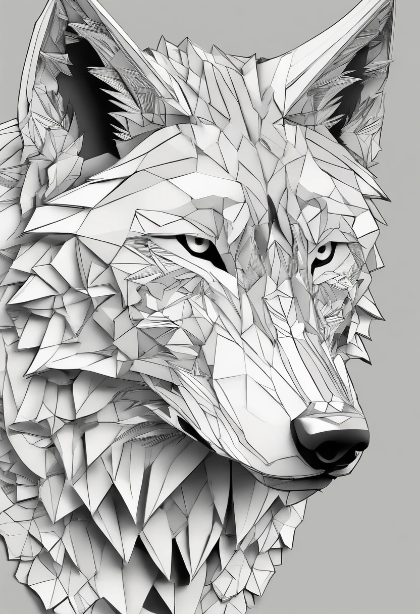 wolf, Yoji Shinkawa's style, Black and white, print, super detailed