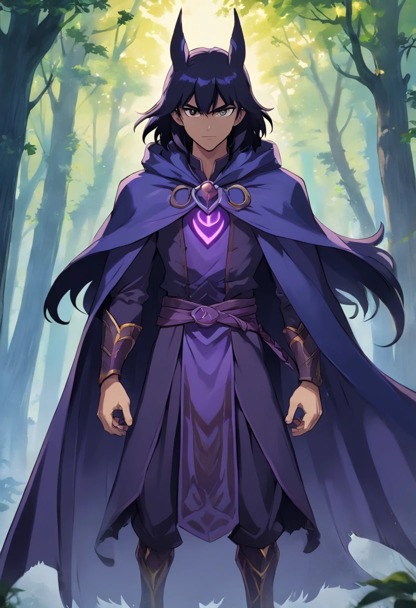 Drakar's appearance: Drakar has a dark and enigmatic appearance, reflecting his connection to darkness and his quest to break the curse that afflicts him. Corpo: He has an athletic constitution. No entanto, Her skin has acquired a pale, translucent hue due to its connection to the shadows. Roupas: Drakar wears a costume that blends elements of hunting and shadow magic. His attire includes a long black cape that flows behind him, creating a sense of constant movement even when stationary. Ele usa luvas escuras e botas de couro que lhe permitem se mover silenciosamente. Olhos: His eyes are the most striking feature. Eles brilham intensamente em um tom de roxo profundo, emitindo uma aura sombria. Quando ele usa suas habilidades sombrias, os olhos brilham ainda mais intensamente. Cabelo: Drakar has dark, unkempt hair that falls down to his shoulders. The hair also has a subtle glow of purple color, which intensifies when he is in dangerous situations. Marks of the Curse: Marcas sombrias serpenteiam por todo o corpo de Drakar, Revealing His Curse. Elas podem se iluminar quando ele usa seus poderes sombrios.