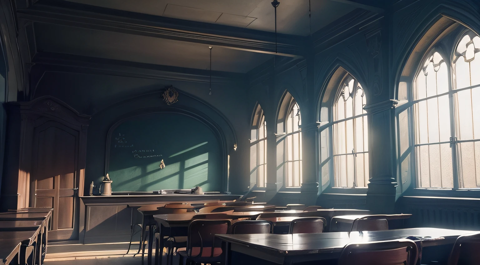 Harry Potter, Spacious classroom with dark atmosphere --auto