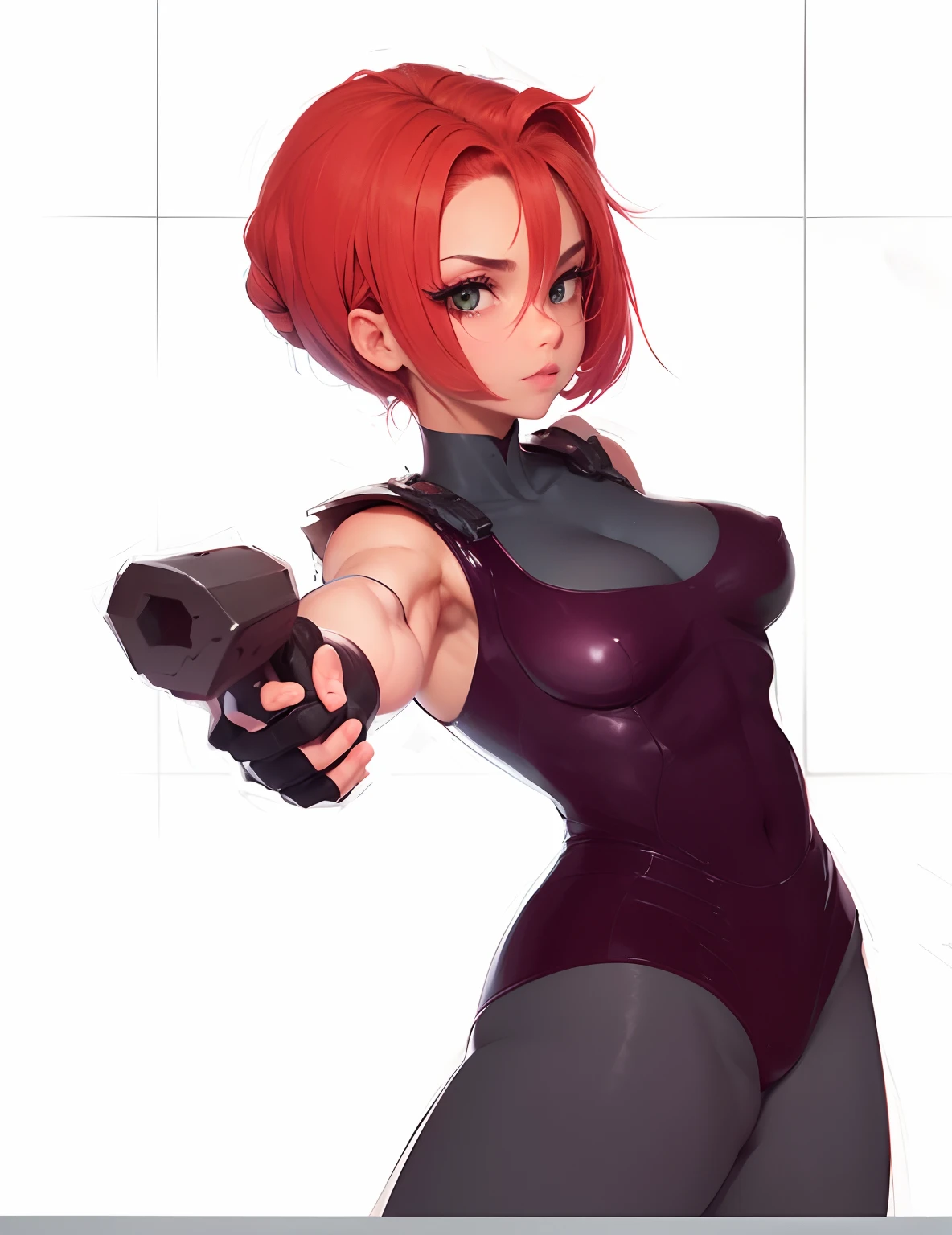 arruma para mim a pose a anatomia e a arma na mao dela, pode tbm arrumar a rouba de coro do seu jeito