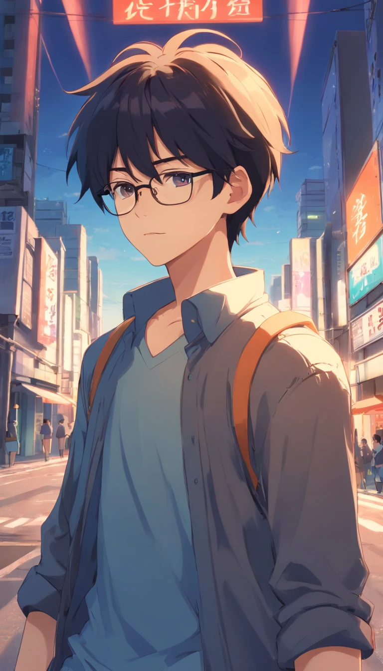 16 yaers old,Libido boy,Shota,male people,Black color hair,black shirt,Square glasses,apathy,long whitr hair,with long bangs,messed up hair,Without background,sketching